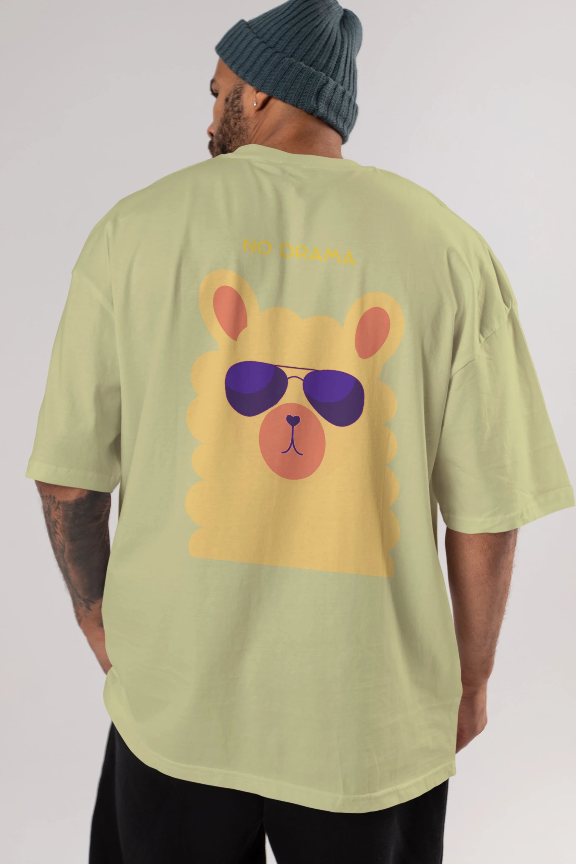 No Drama Yazılı Lama Arka Baskılı Oversize t-shirt Erkek Kadın Unisex