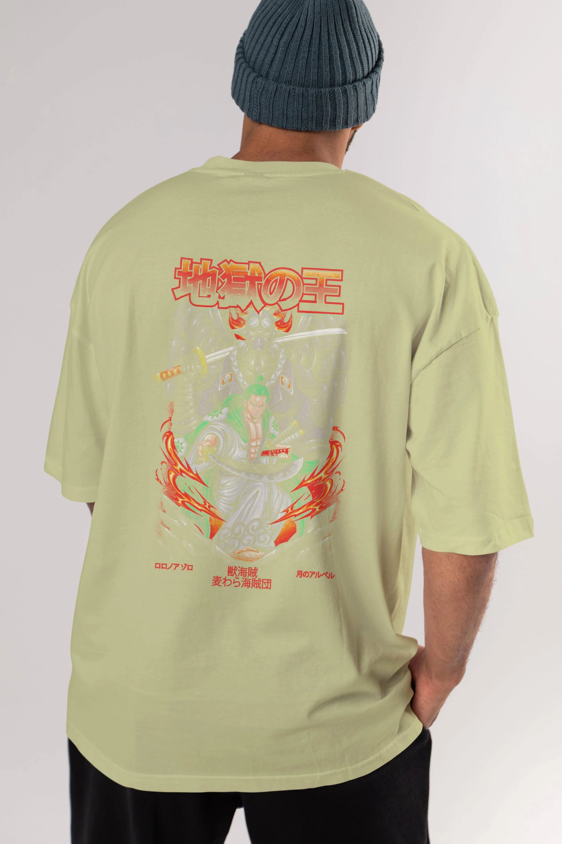 Roronoa Zoro 4 Anime Arka Baskılı Oversize t-shirt Erkek Kadın Unisex