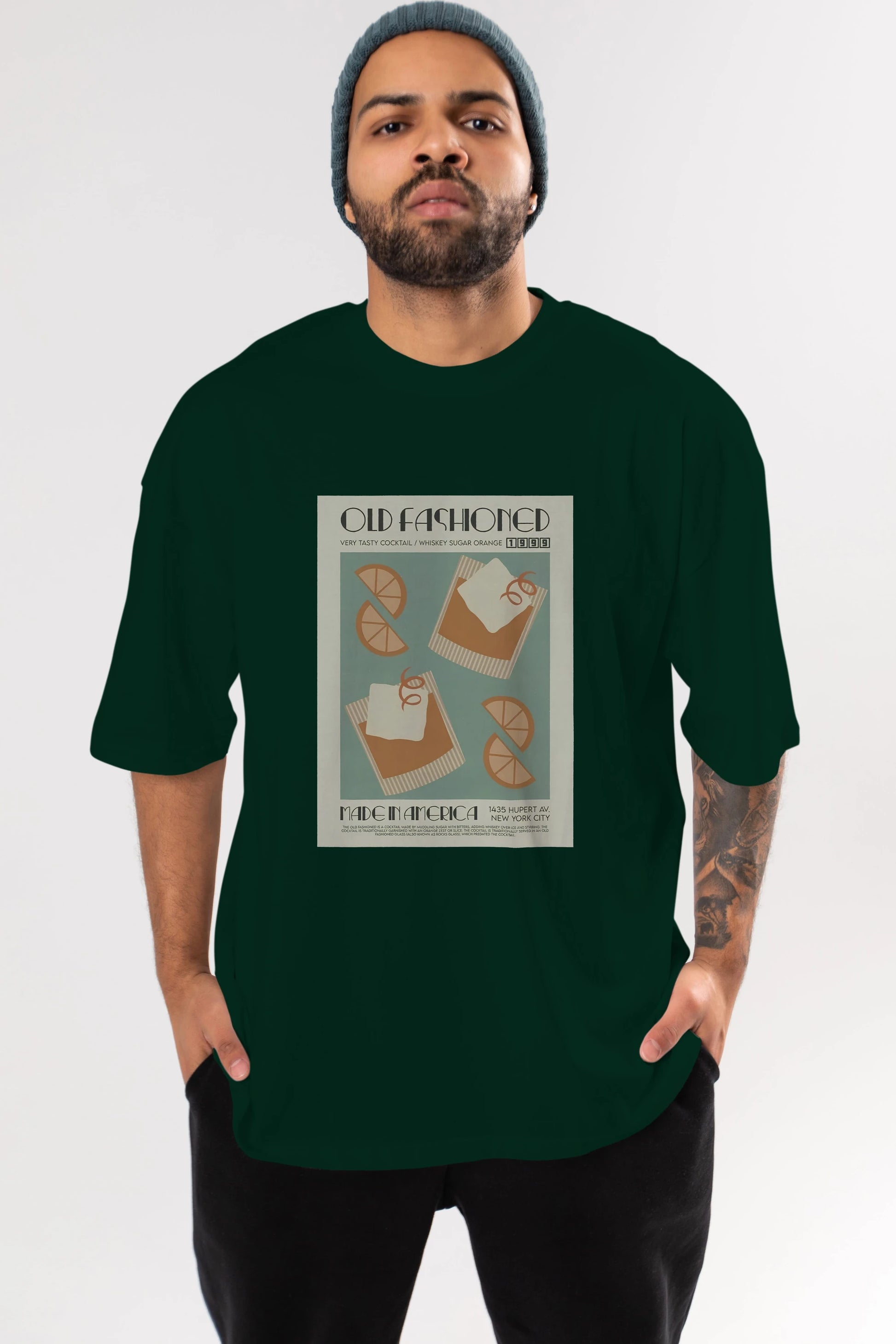 Old Fashioned 2 Ön Baskılı Oversize t-shirt Erkek Kadın Unisex %100 Pamuk Bisiklet Yaka tişort