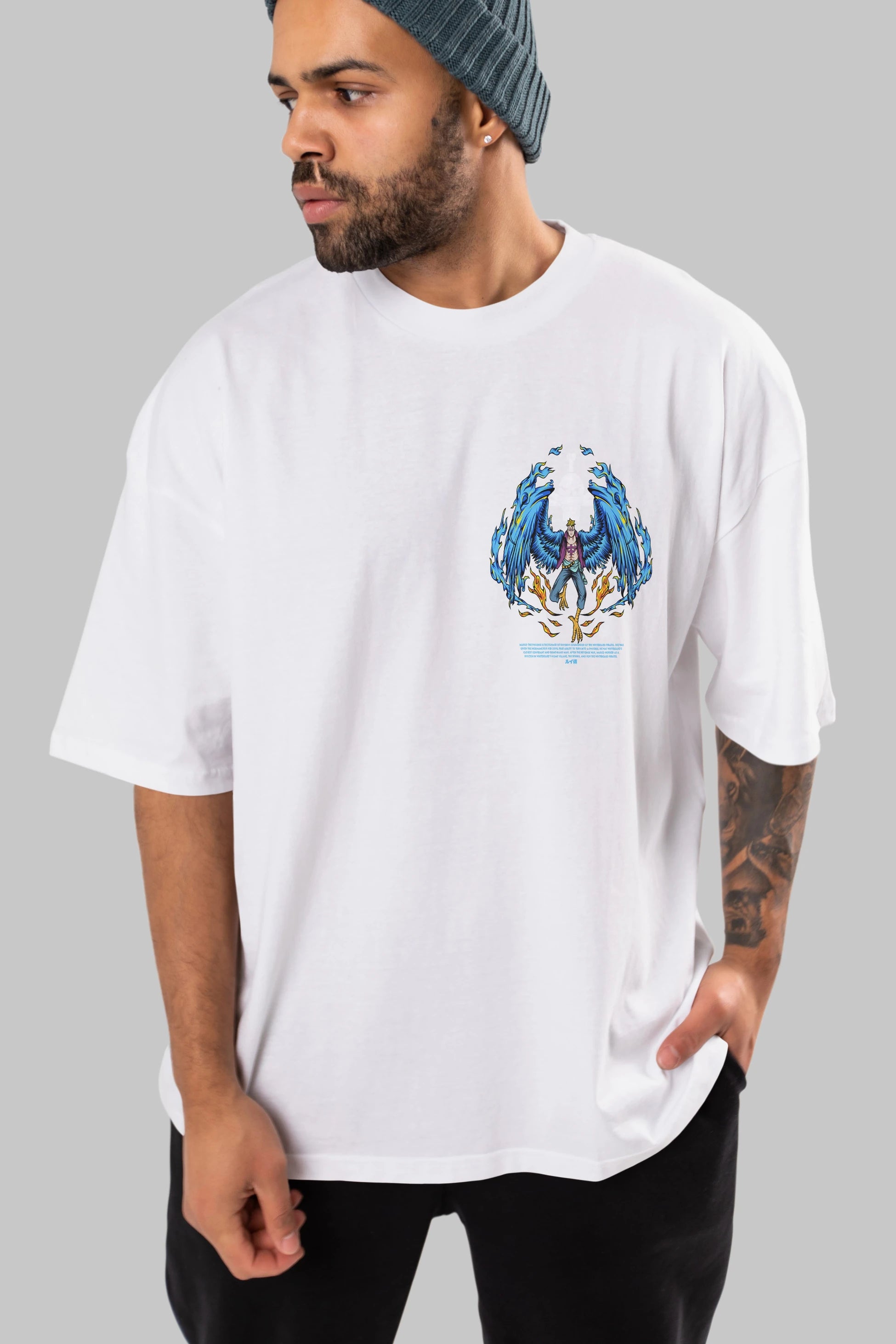 Marco Ön Sol Baskılı Oversize t-shirt Erkek Kadın Unisex %100 Pamuk Bisiklet Yaka tişort