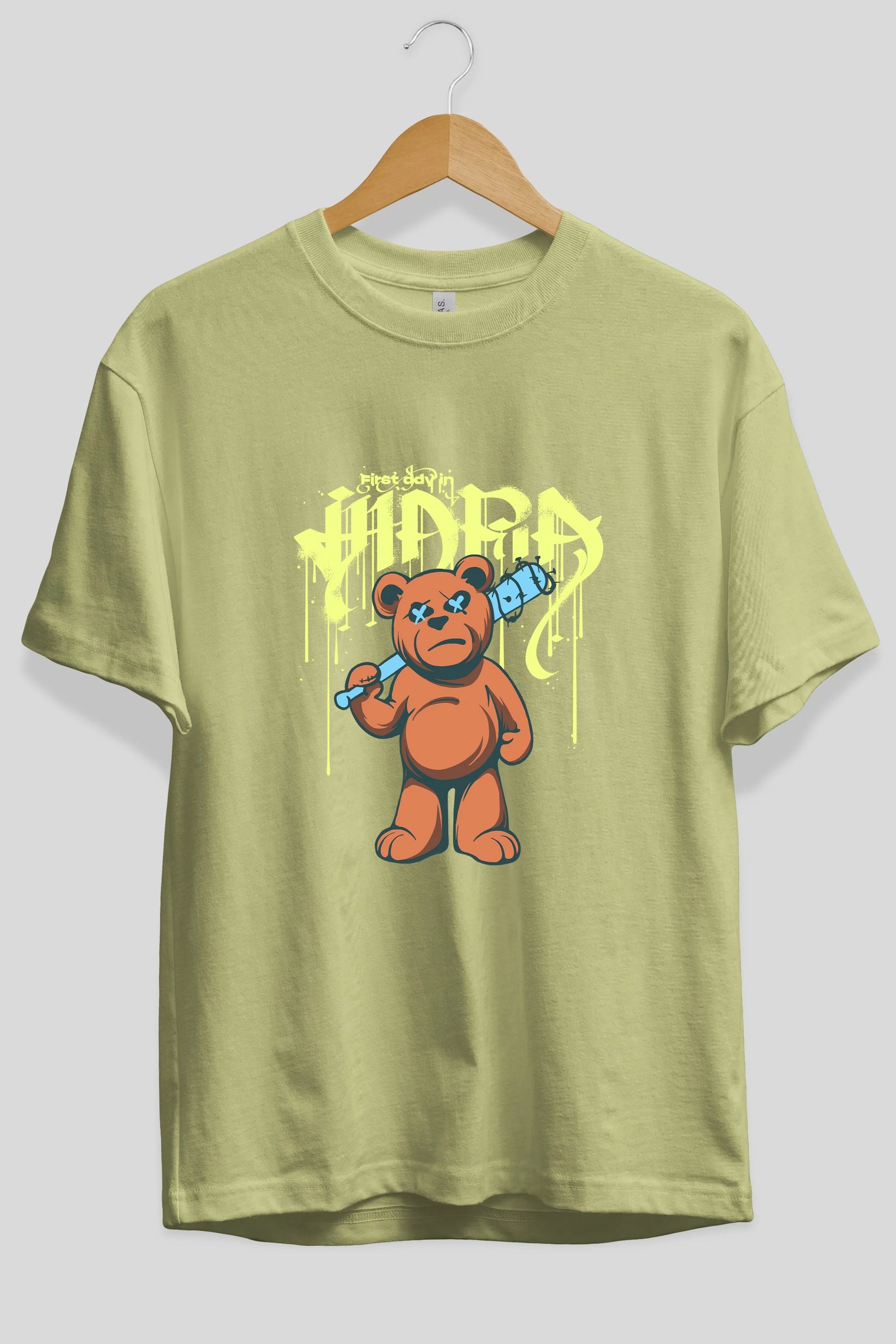 Hidra Bear Ön Baskılı Oversize t-shirt Erkek Kadın Unisex