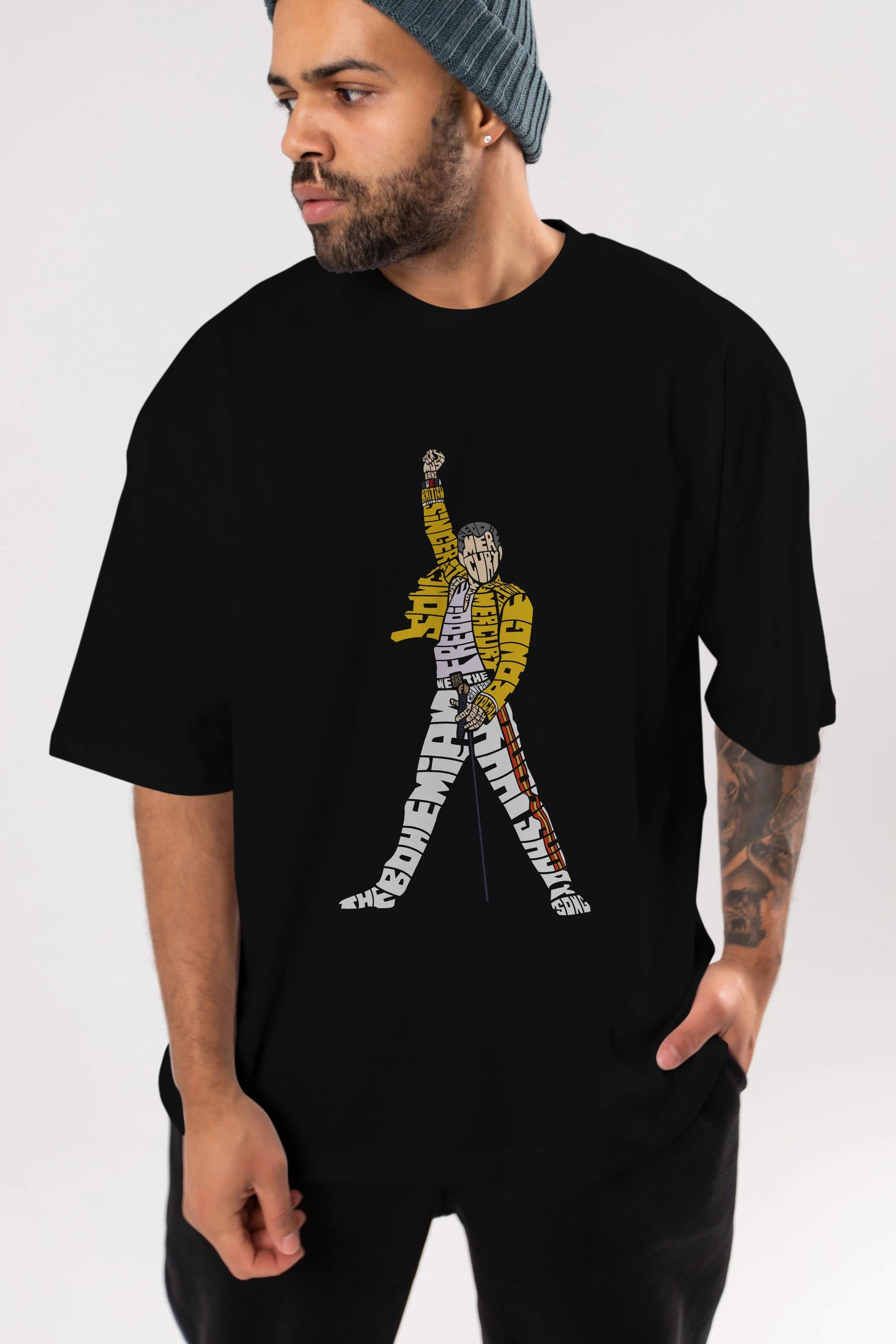 Freddy Mercury Ön Baskılı Oversize t-shirt %100 pamuk Erkek Kadın Unisex