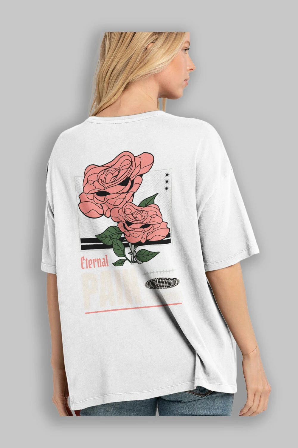 Eternal Pain Arka Baskılı Oversize t-shirt Erkek Kadın Unisex