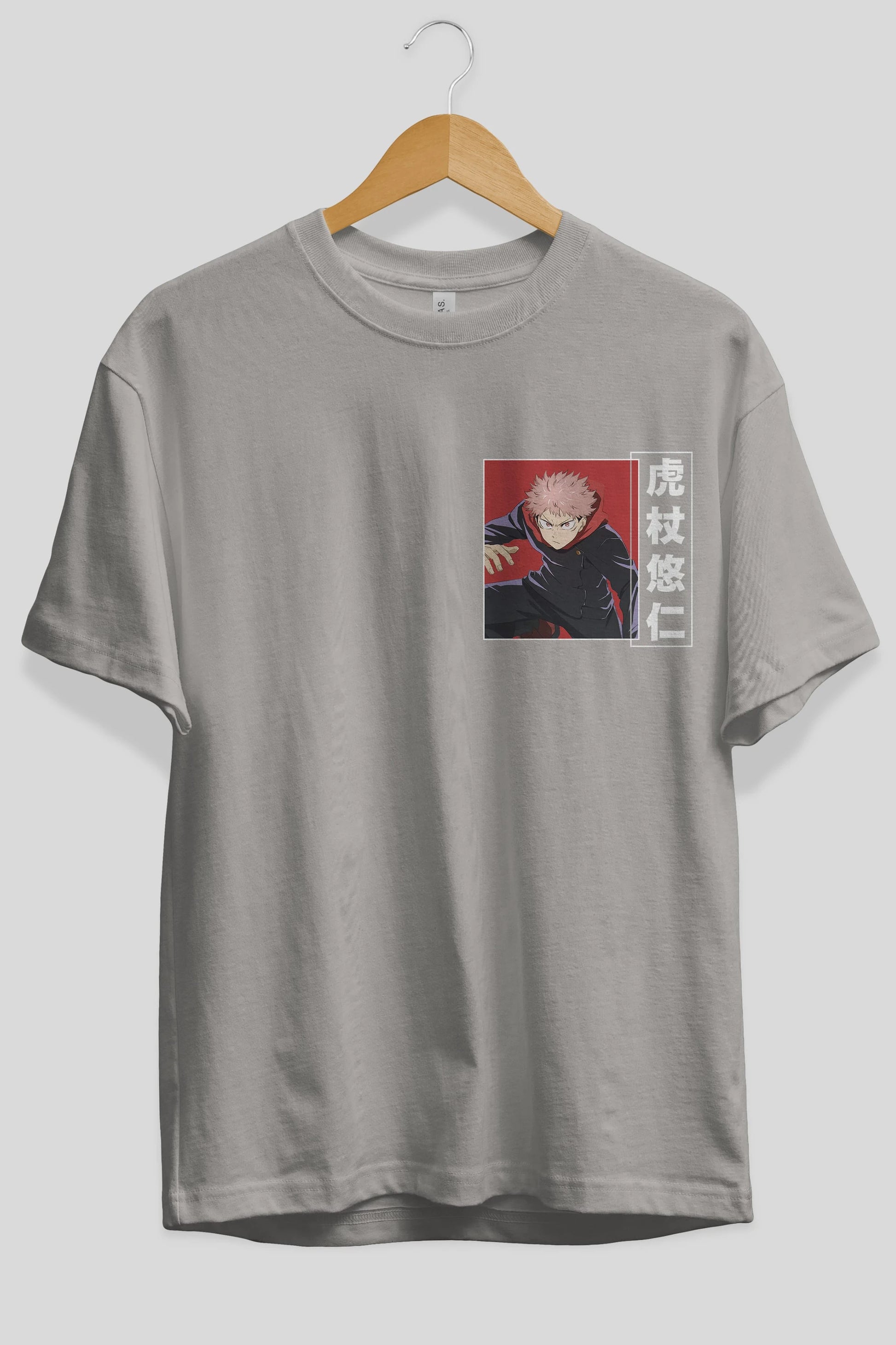 Yuuji Itadori 2 Ön Sol Baskılı Oversize t-shirt Erkek Kadın Unisex %100 Pamuk Bisiklet Yaka tişort