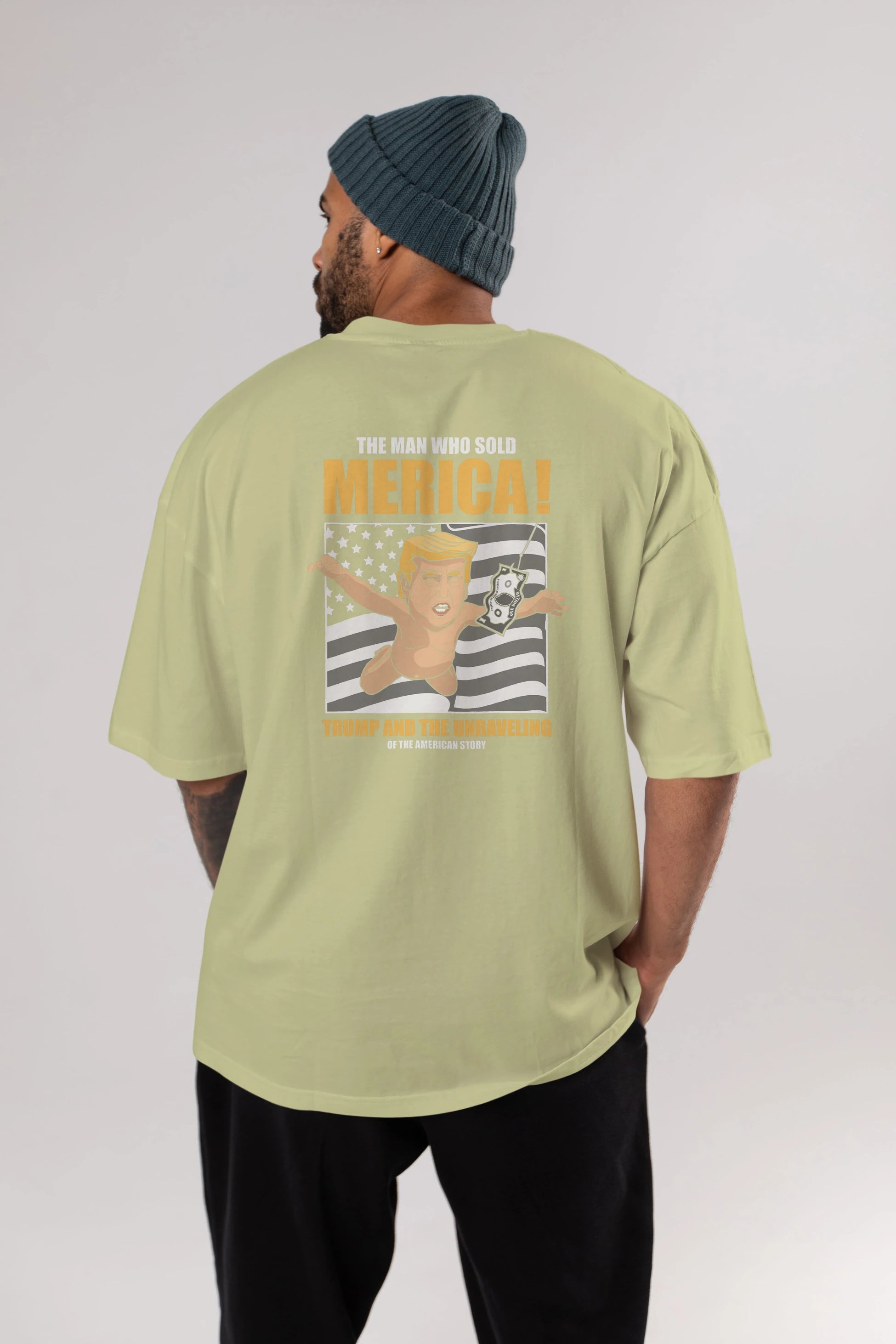 Trump Nirvana Arka Baskılı Oversize t-shirt Erkek Kadın Unisex %100 Pamuk tişort