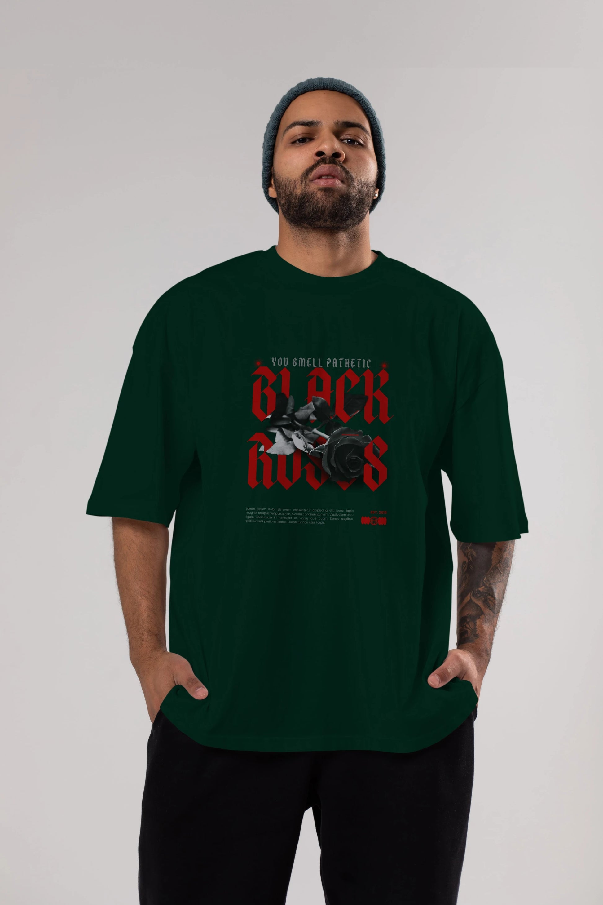 Black Roses Ön Baskılı Oversize t-shirt Erkek Kadın Unisex