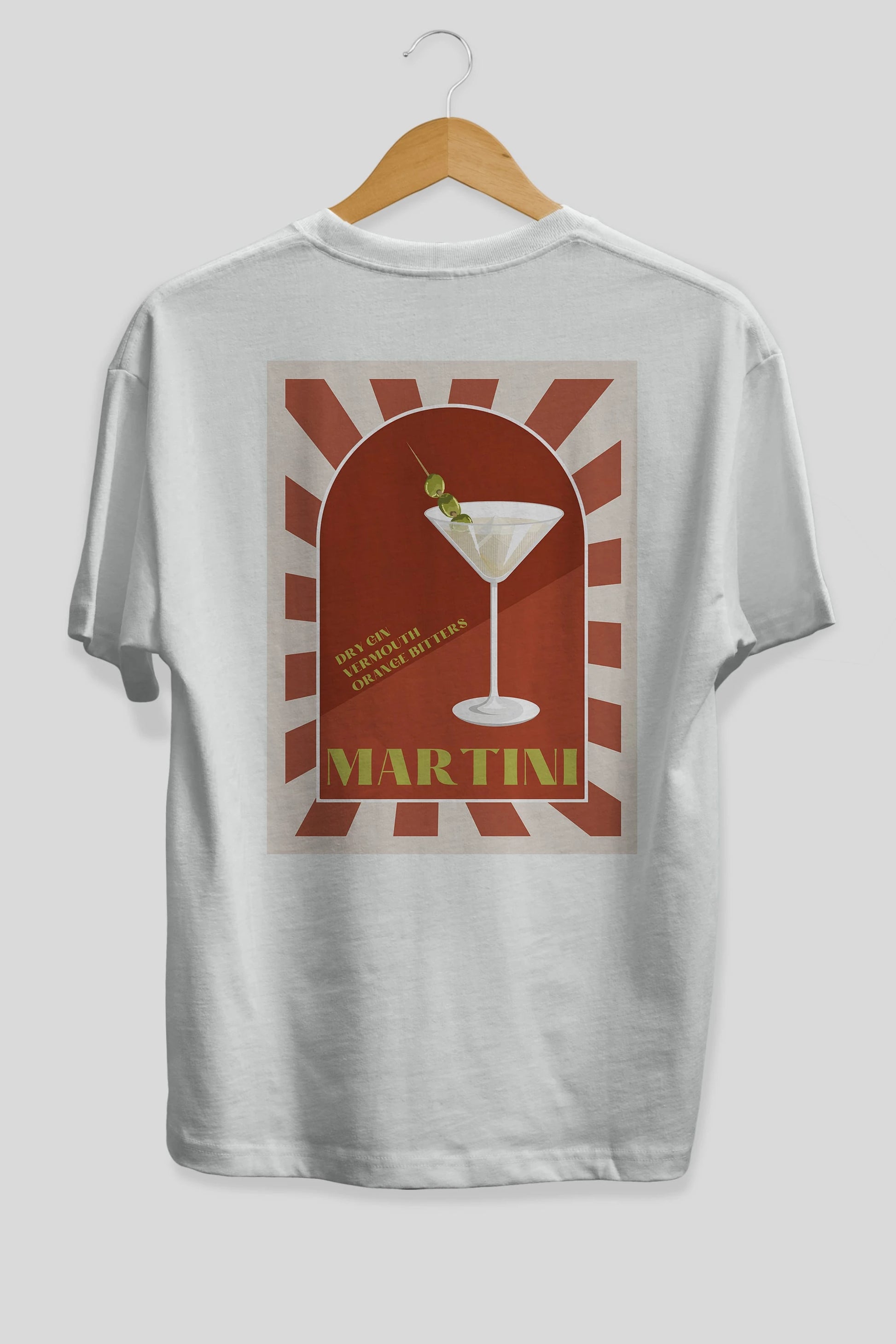 Martini 2 Arka Baskılı Oversize t-shirt Erkek Kadın Unisex %100 Pamuk Bisiklet Yaka tişort