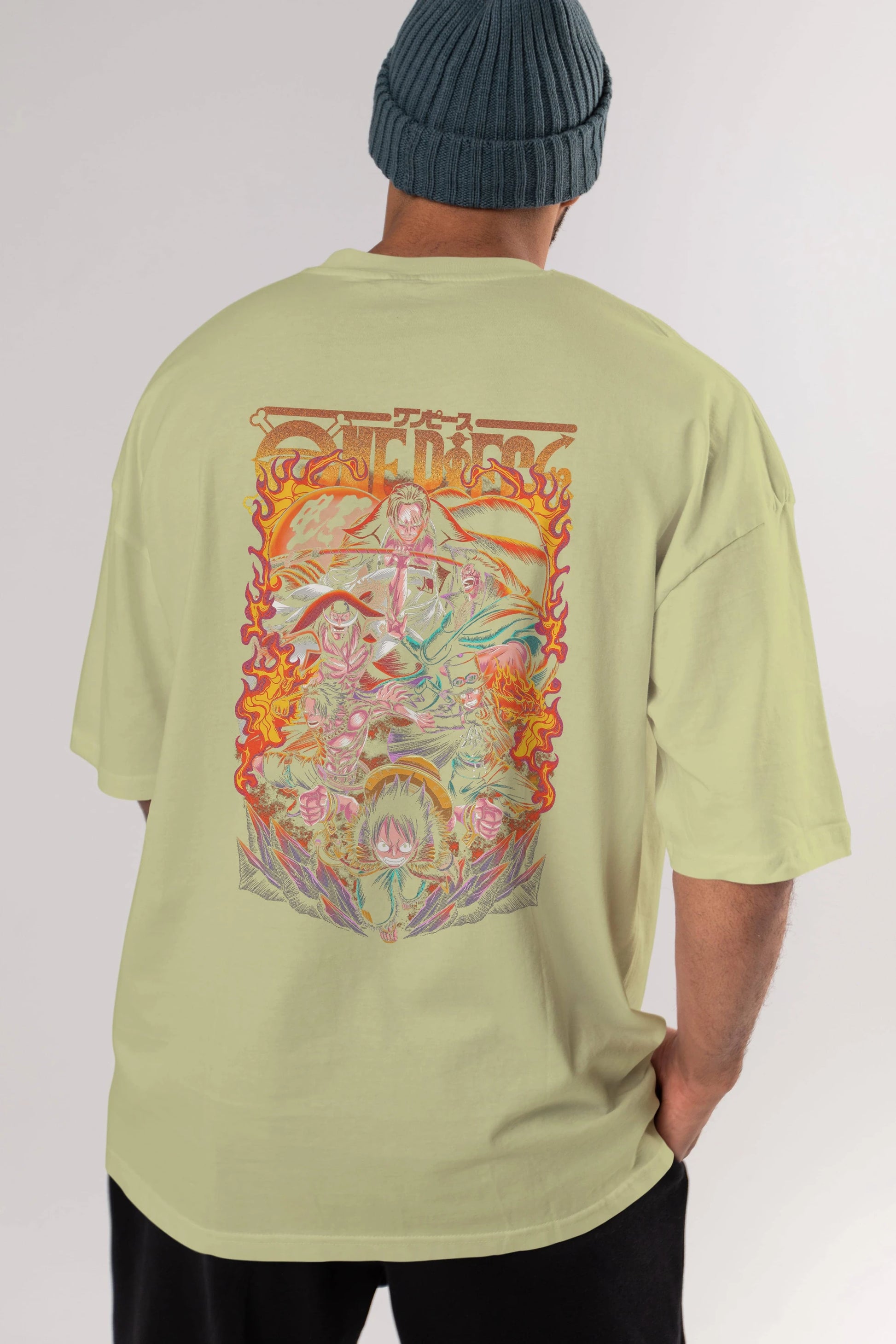 ONE PIECE (3) Anime Arka Baskılı Oversize t-shirt Erkek Kadın Unisex
