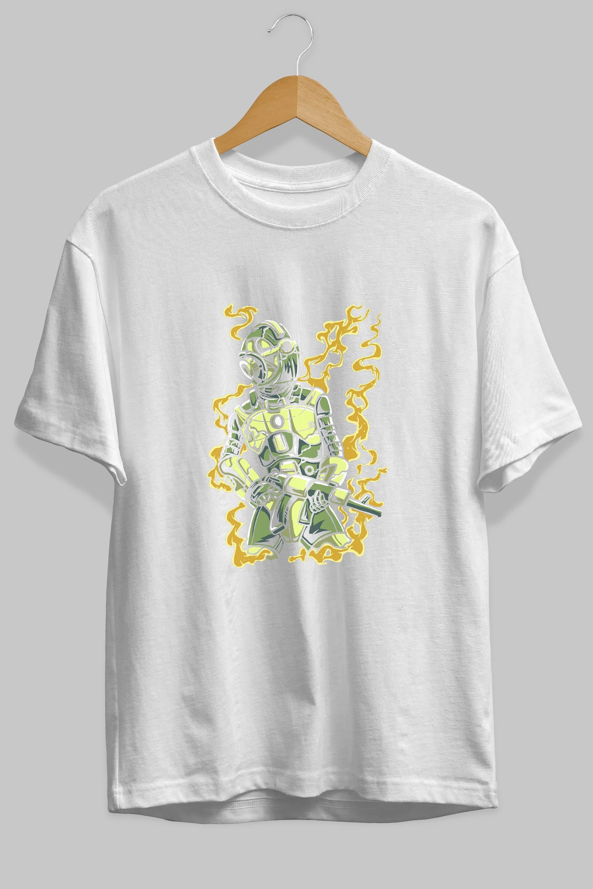 Robot Soldier Ön Baskılı Oversize t-shirt Erkek Kadın Unisex %100 Pamuk tişort