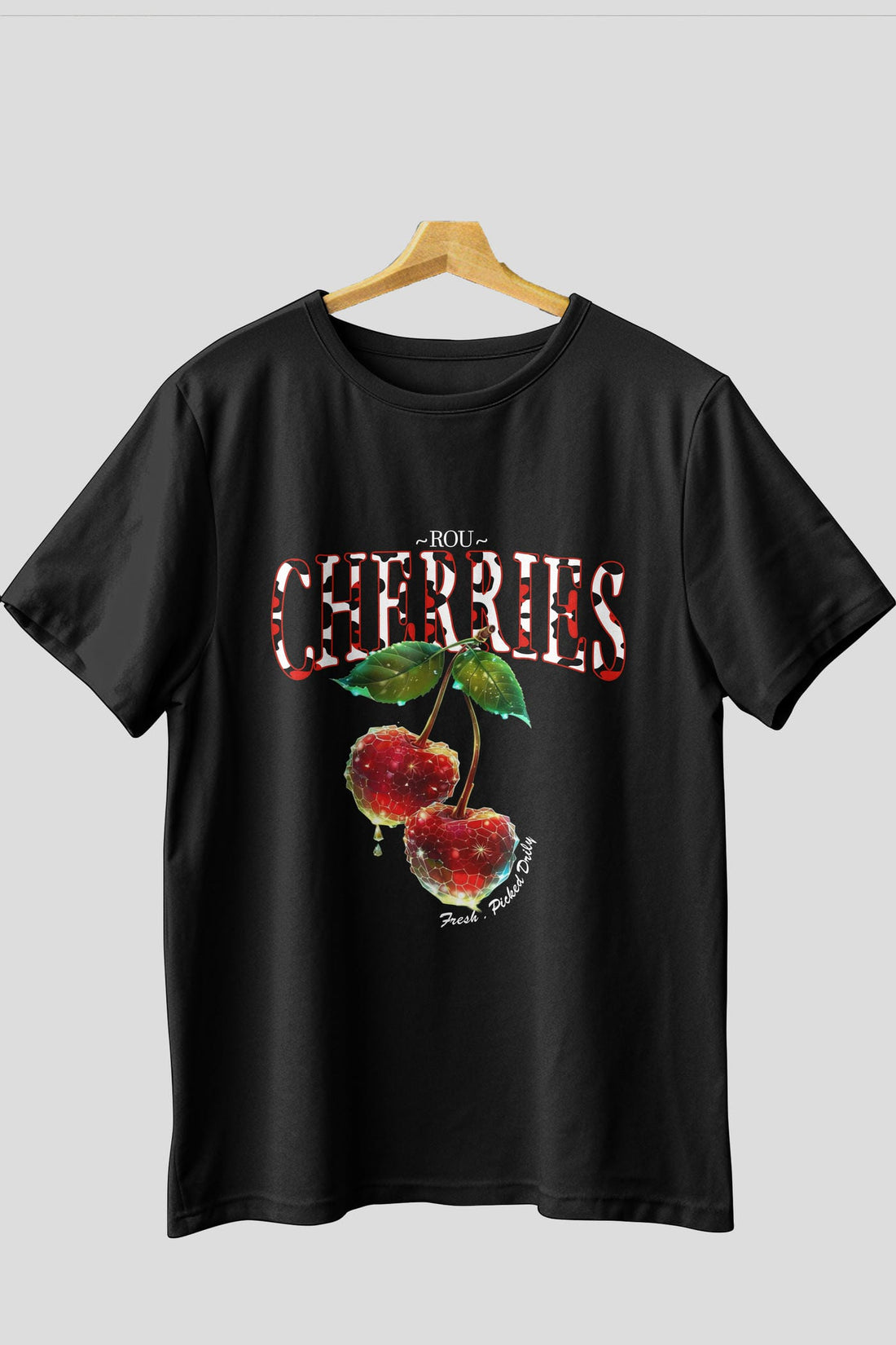 Cherry Cherries 7 Ön Baskılı Oversize t-shirt Erkek Kadın Pamuk Bisiklet Yaka tişort