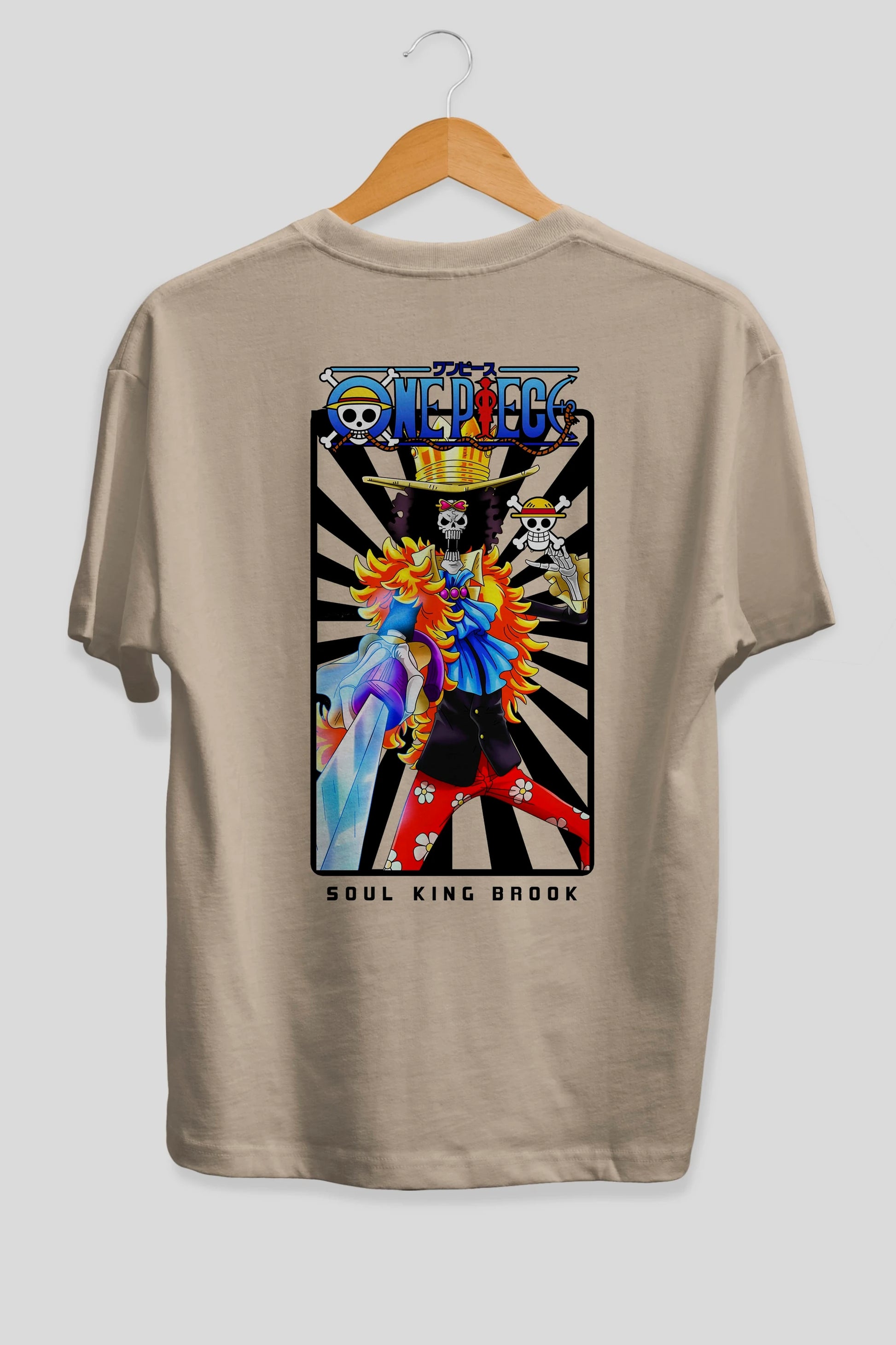 Brook Anime Arka Baskılı Oversize t-shirt Erkek Kadın Unisex %100 pamuk tişort