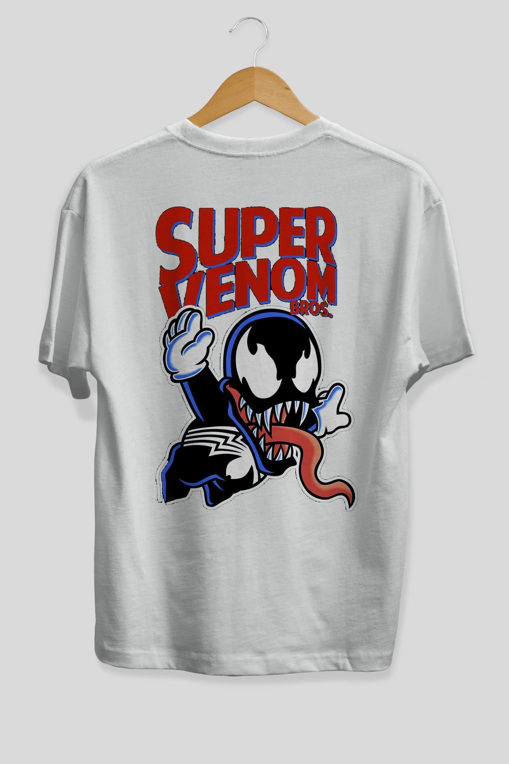 Super Venom Arka Baskılı Oversize t-shirt Erkek Kadın Unisex %100 Pamuk Bisiklet Yaka tişort