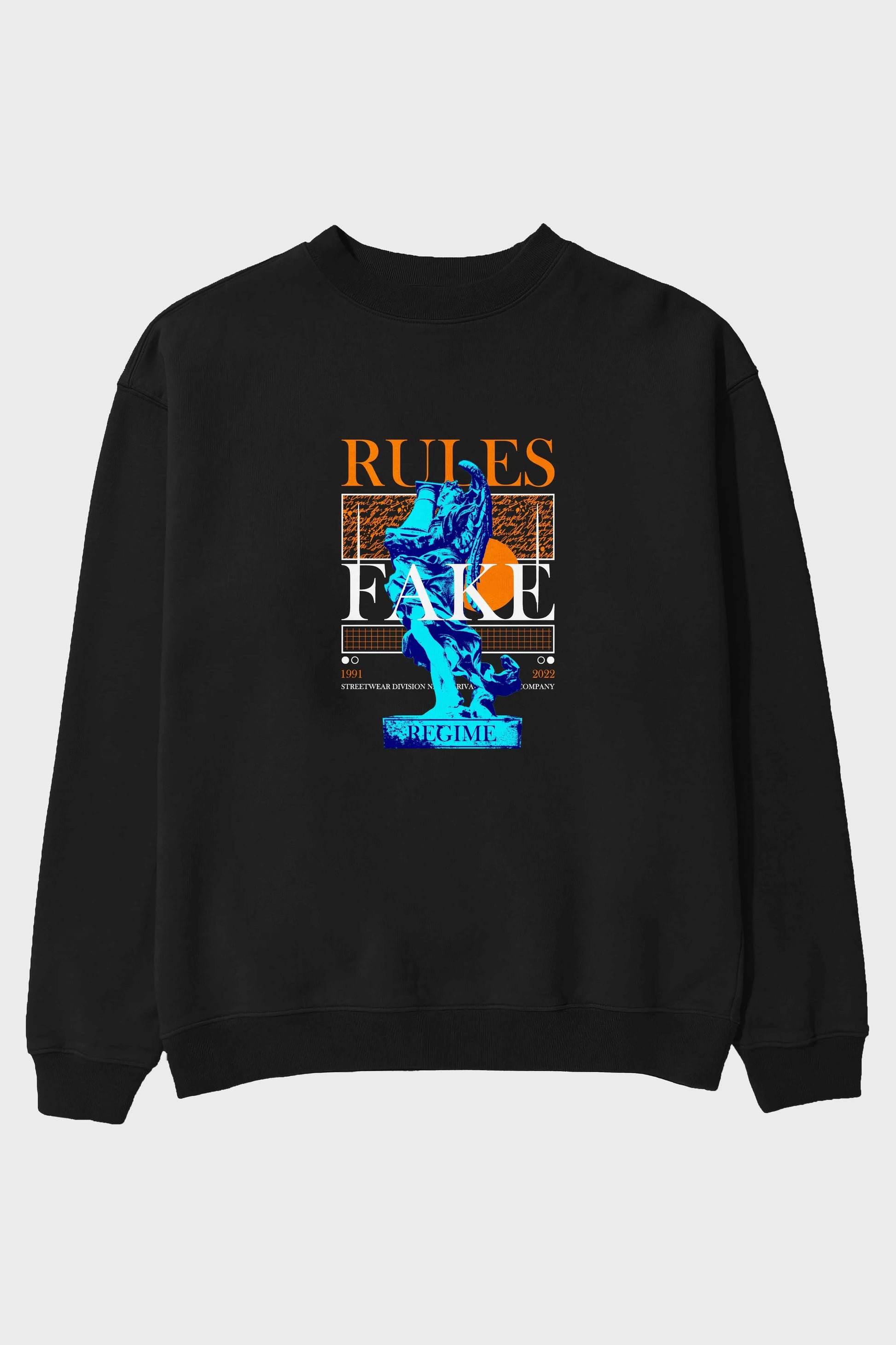 Rules Fake Ön Baskılı Oversize Sweatshirt Erkek Kadın Unisex