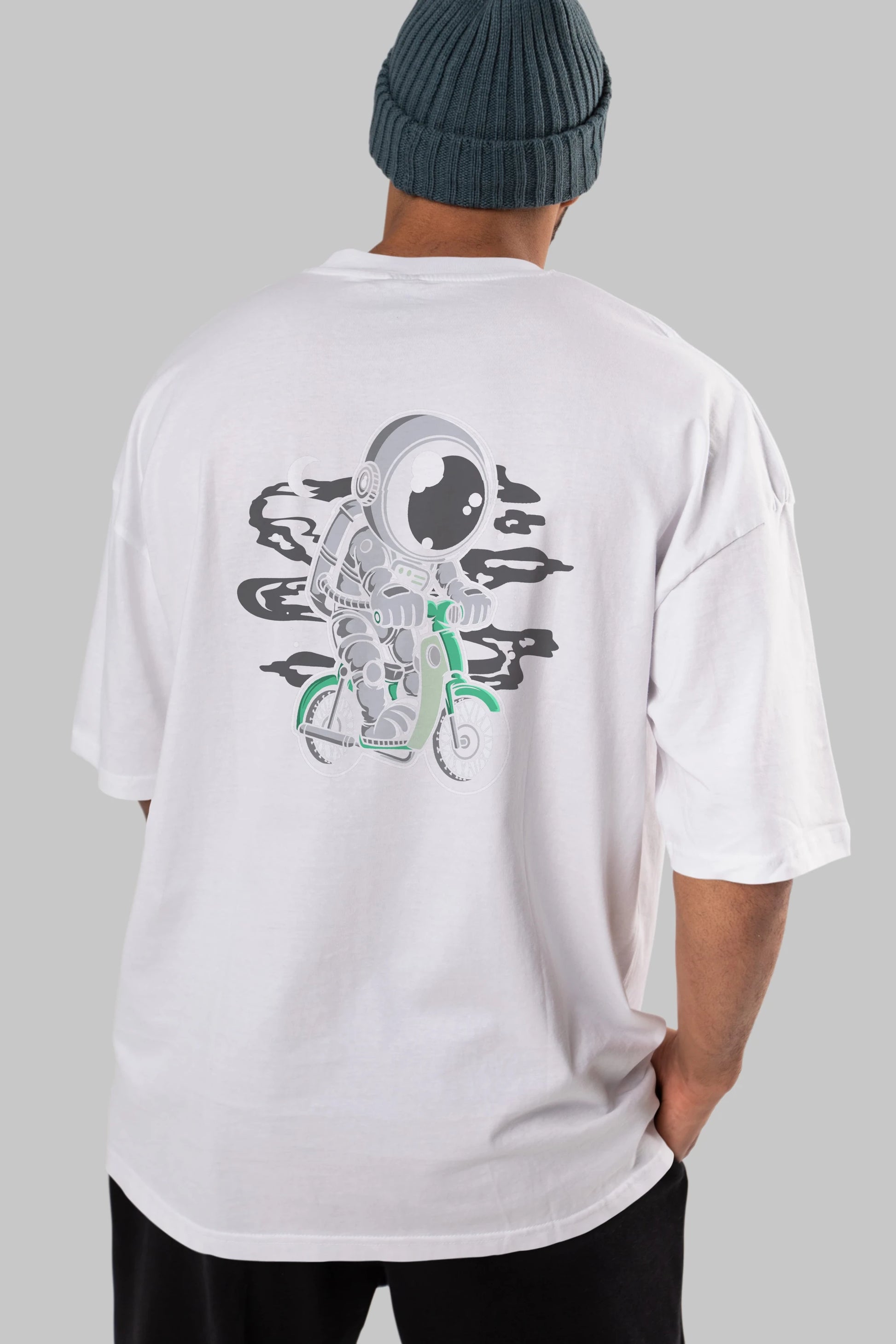 Astronaut Classic Motorbike Arka Baskılı Oversize t-shirt Erkek Kadın Unisex