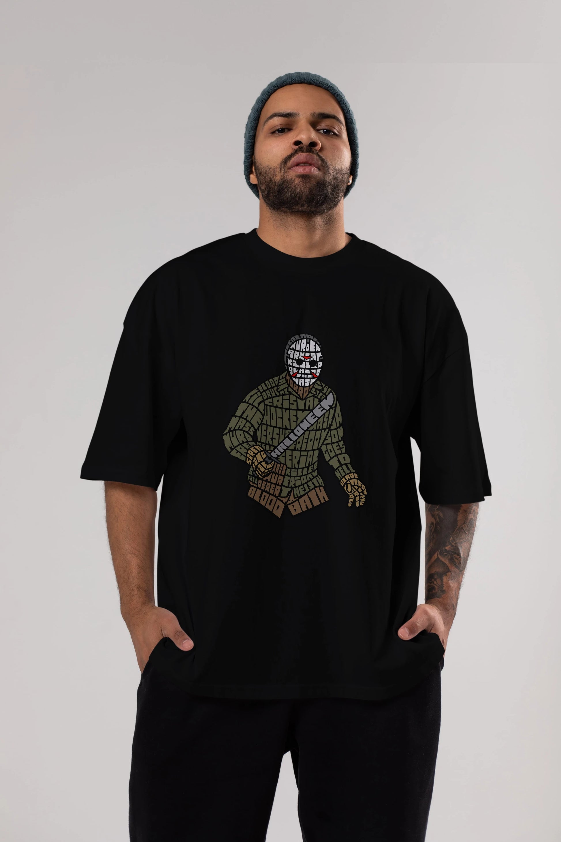 Jason Ön Baskılı Oversize t-shirt %100 pamuk Erkek Kadın Unisex