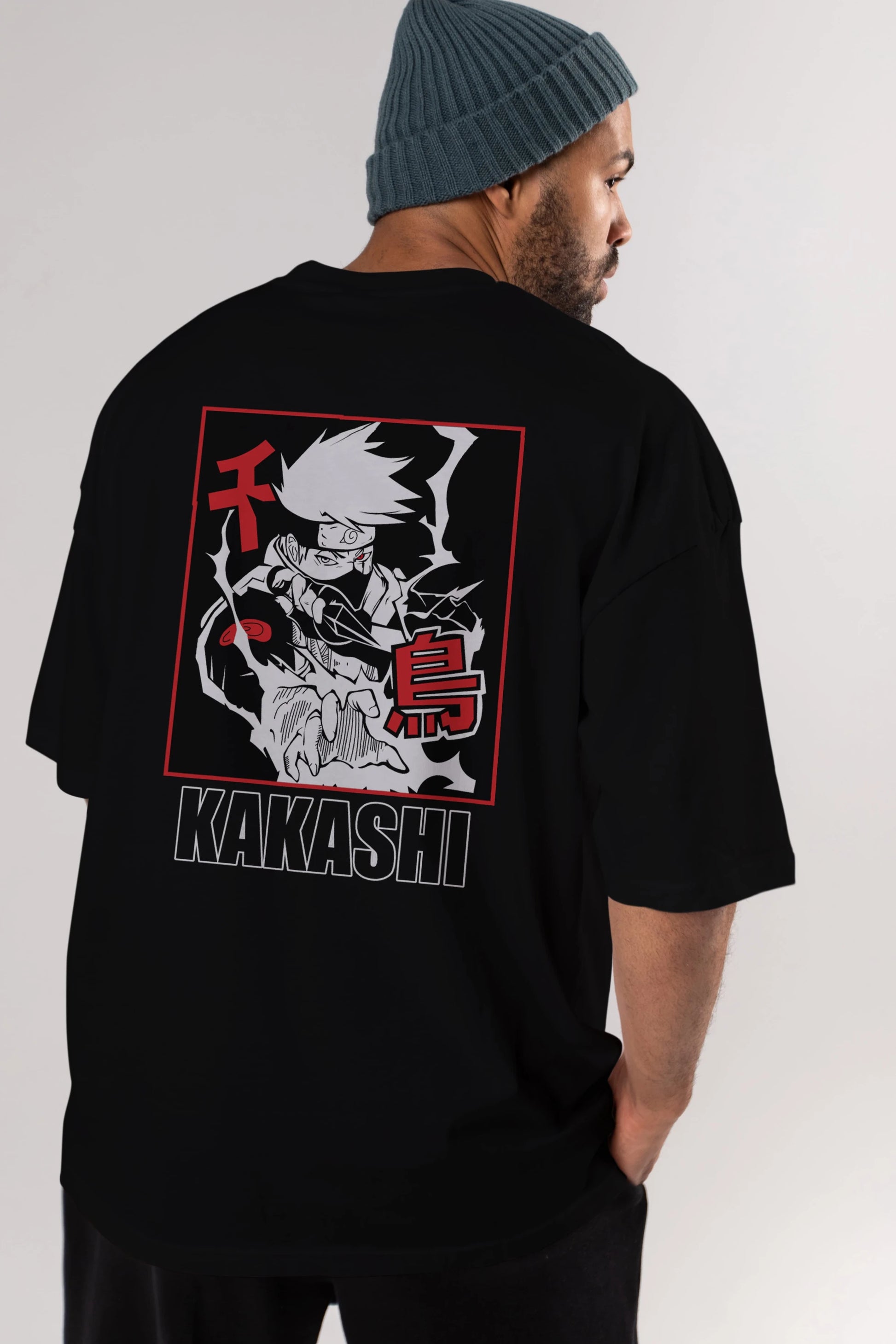 KAKASHI HATAKE NARUTO Anime Arka Baskılı Oversize t-shirt Erkek Kadın Unisex