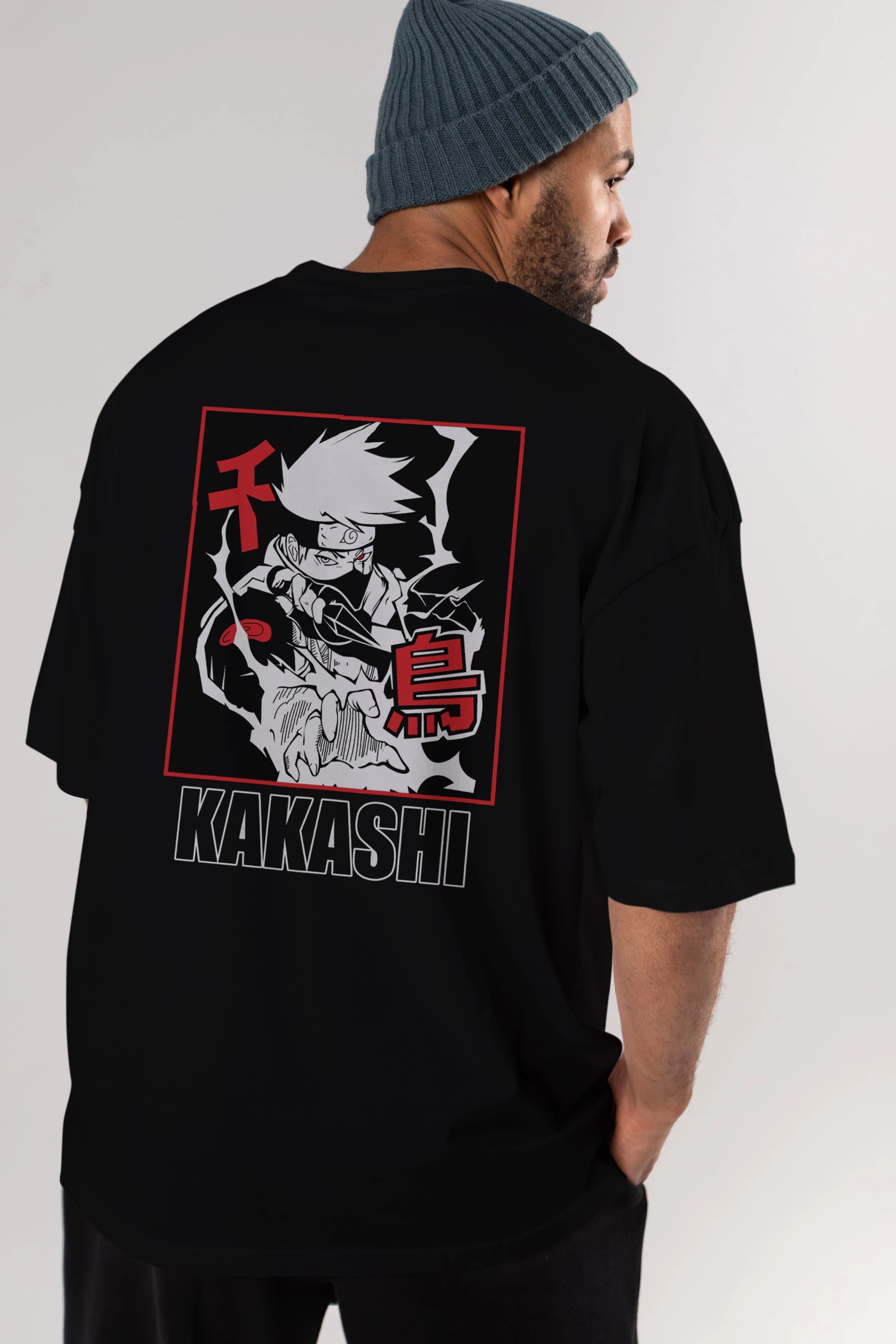 KAKASHI HATAKE NARUTO Anime Arka Baskılı Oversize t-shirt Erkek Kadın Unisex