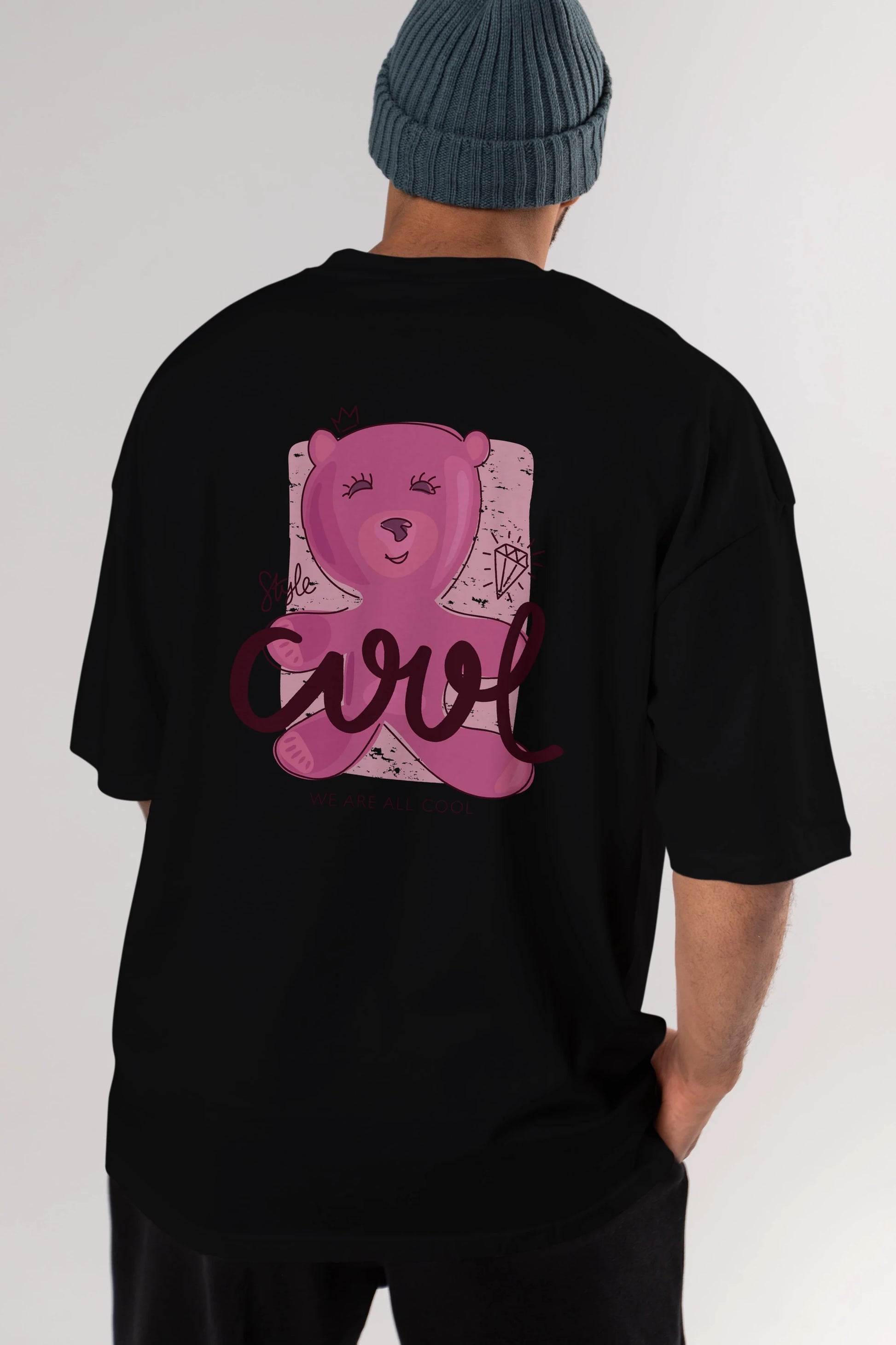 Cool Style Bear Arka Baskılı Oversize t-shirt Erkek Kadın Unisex