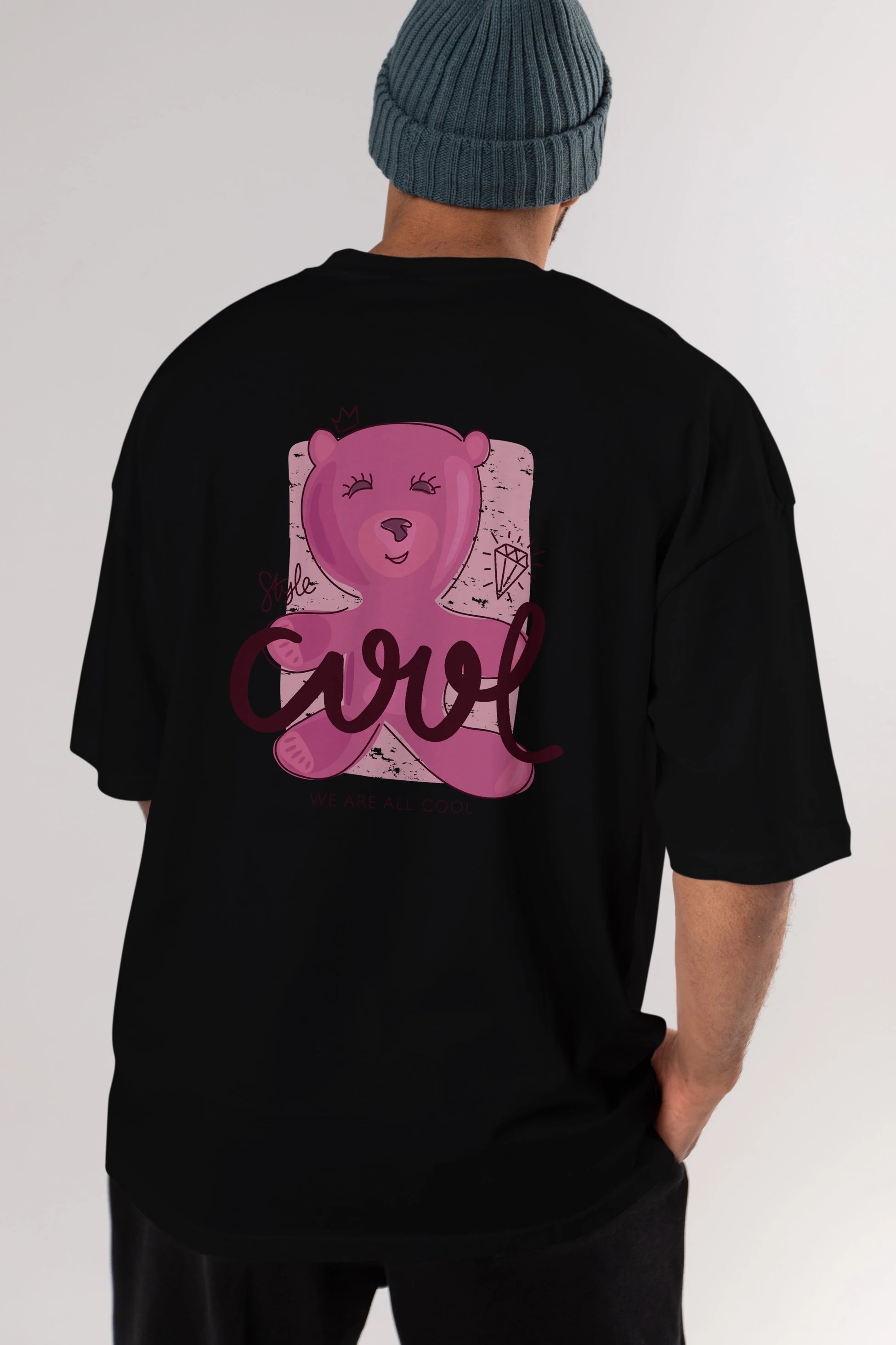 Cool Style Bear Arka Baskılı Oversize t-shirt Erkek Kadın Unisex