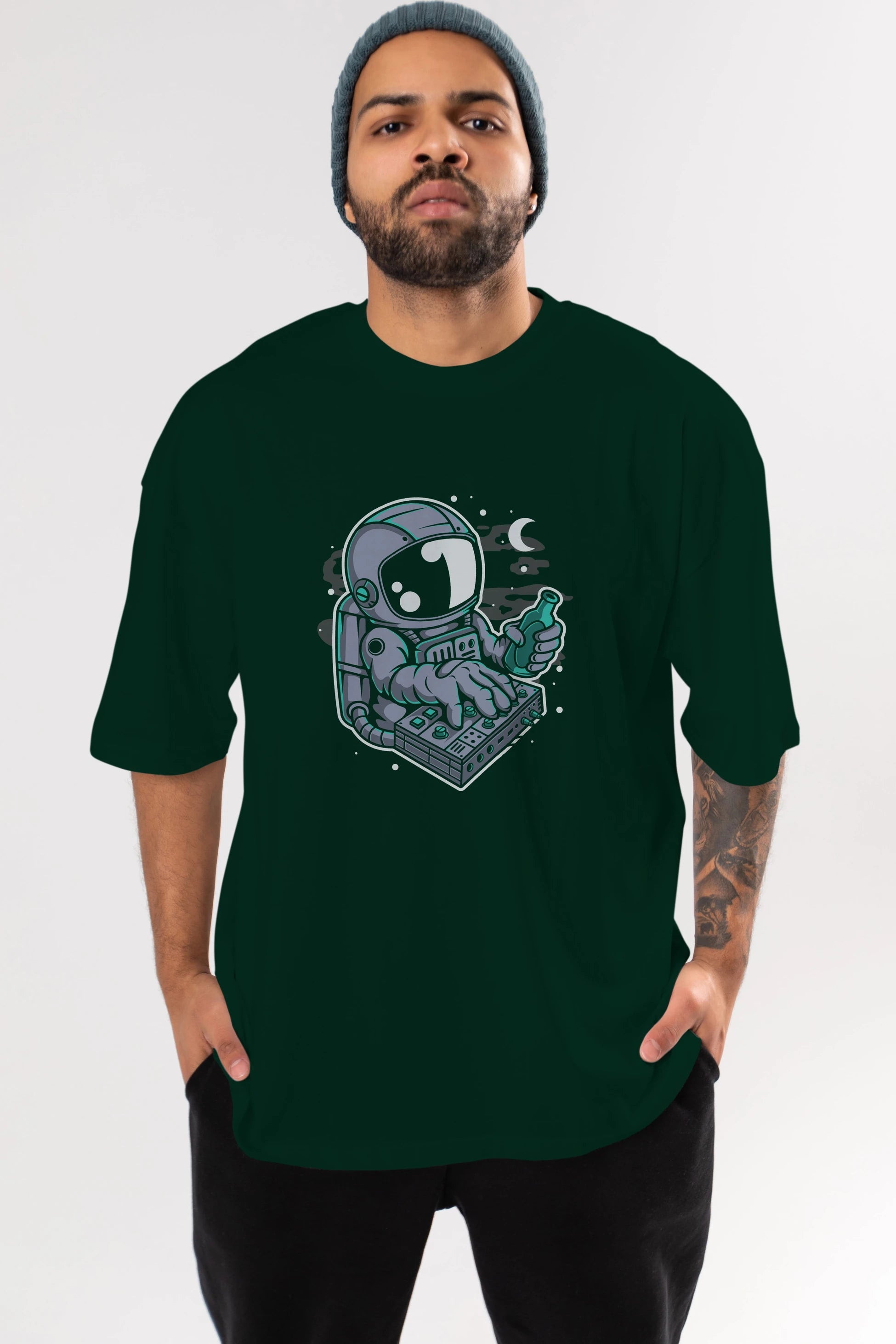 Astronaut Synth Ön Baskılı Oversize t-shirt Erkek Kadın Unisex
