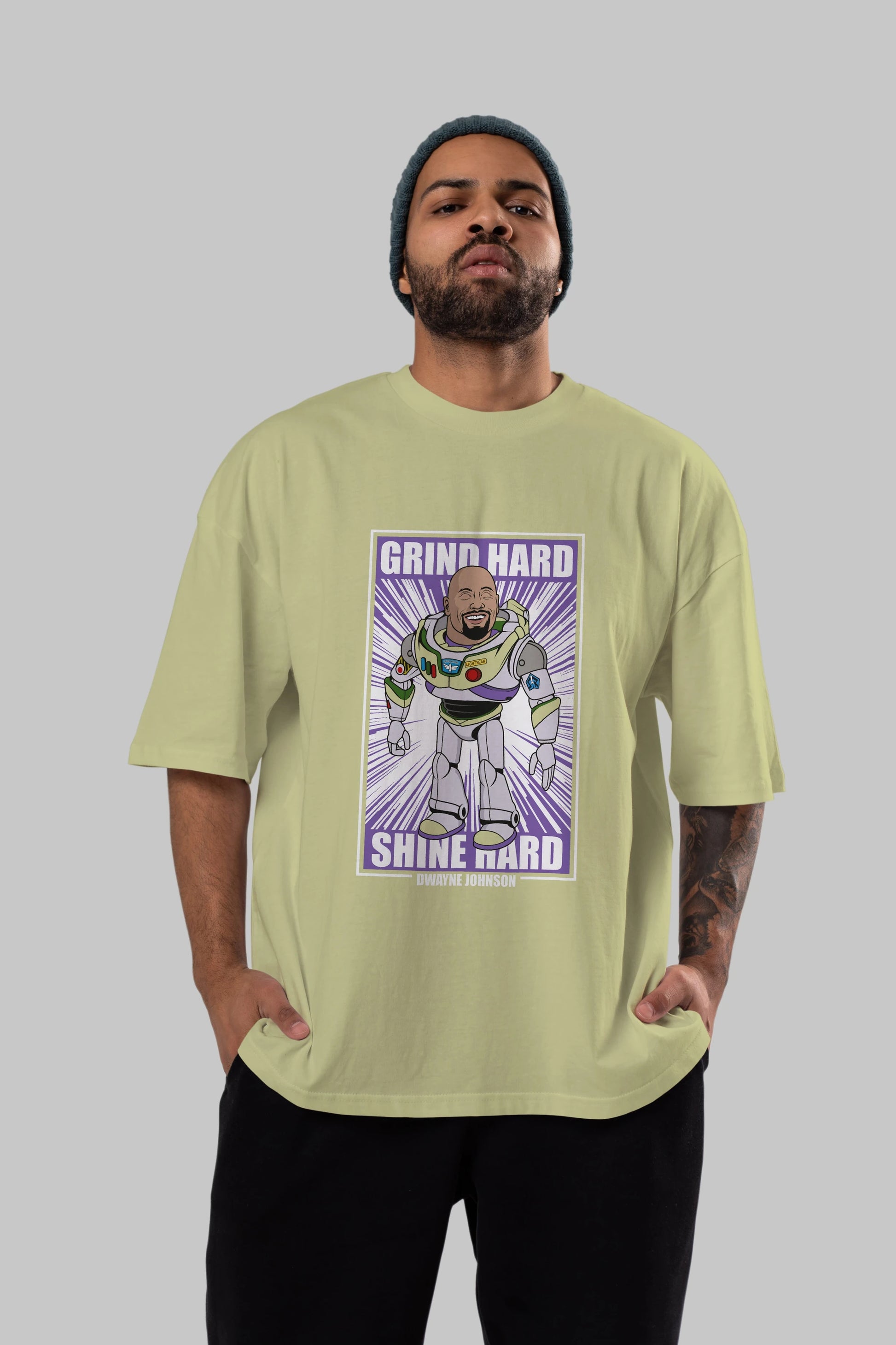 Dwayne Johnson Buzz Lightyear Ön Baskılı Oversize t-shirt Erkek Kadın Unisex %100 Pamuk tişort