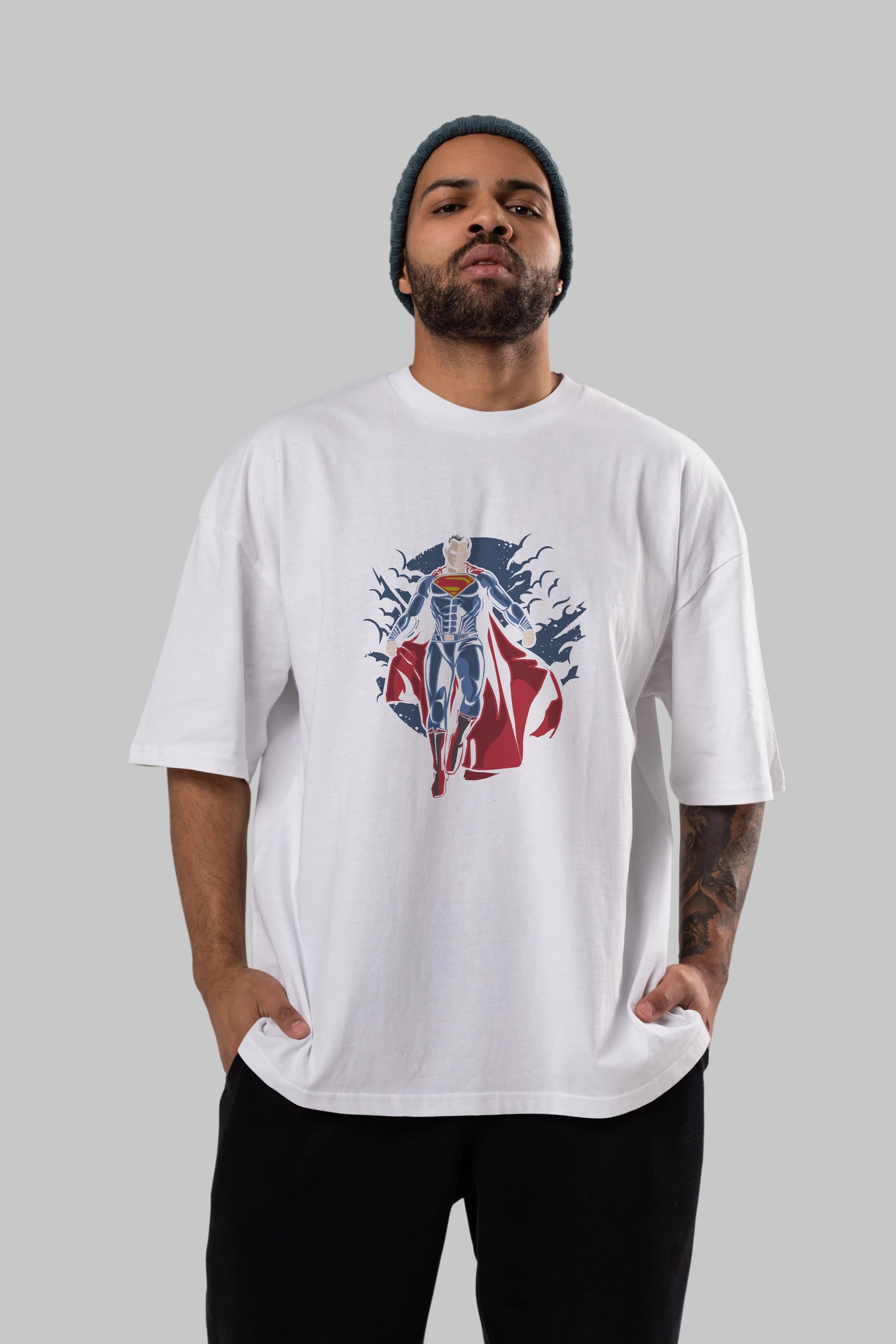 SUPERMAN Ön Baskılı Oversize t-shirt Erkek Kadın Unisex %100 Pamuk tişort
