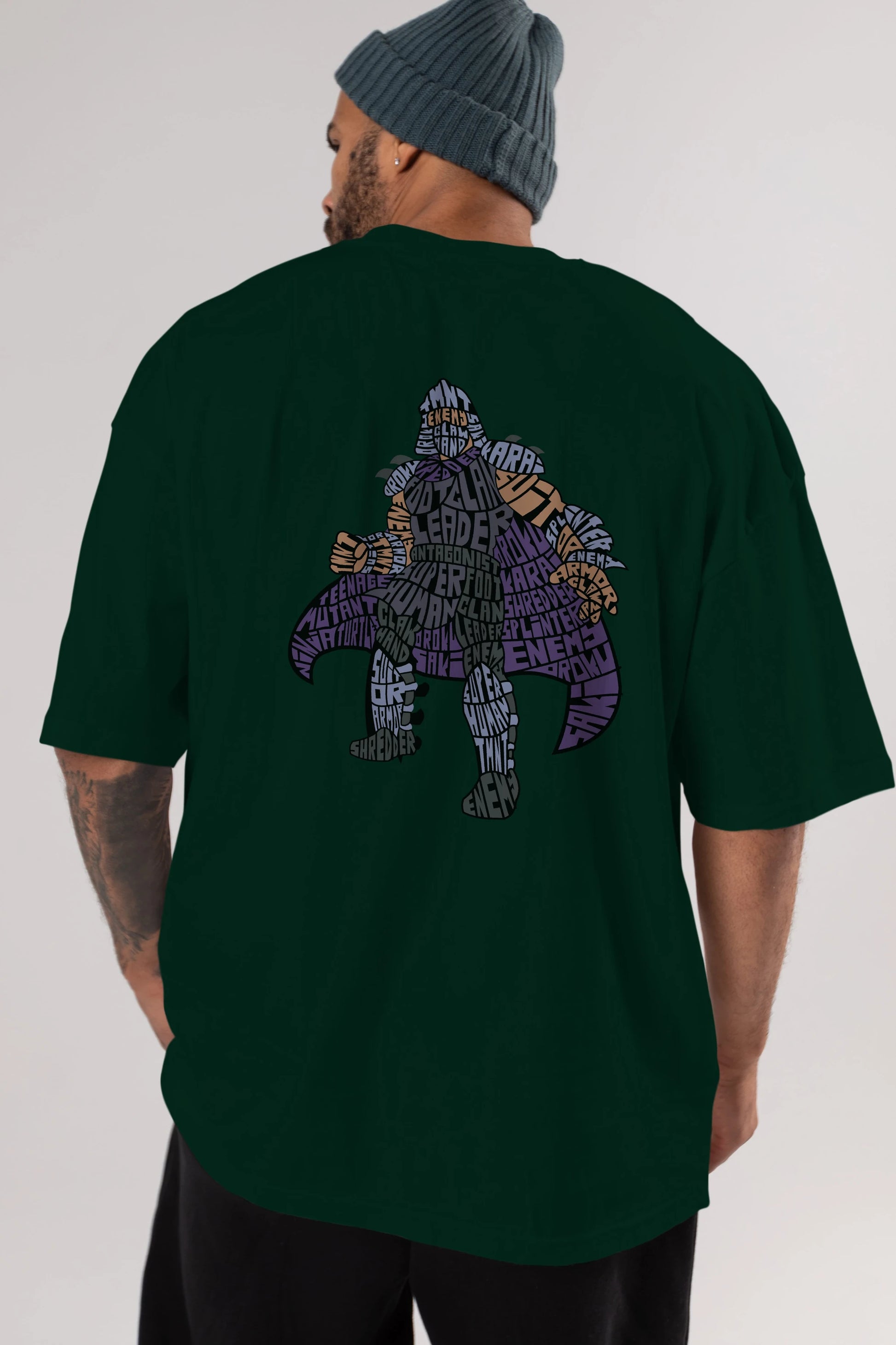 Foot Clan Leader Arka Baskılı Oversize t-shirt %100 pamuk Erkek Kadın Unisex