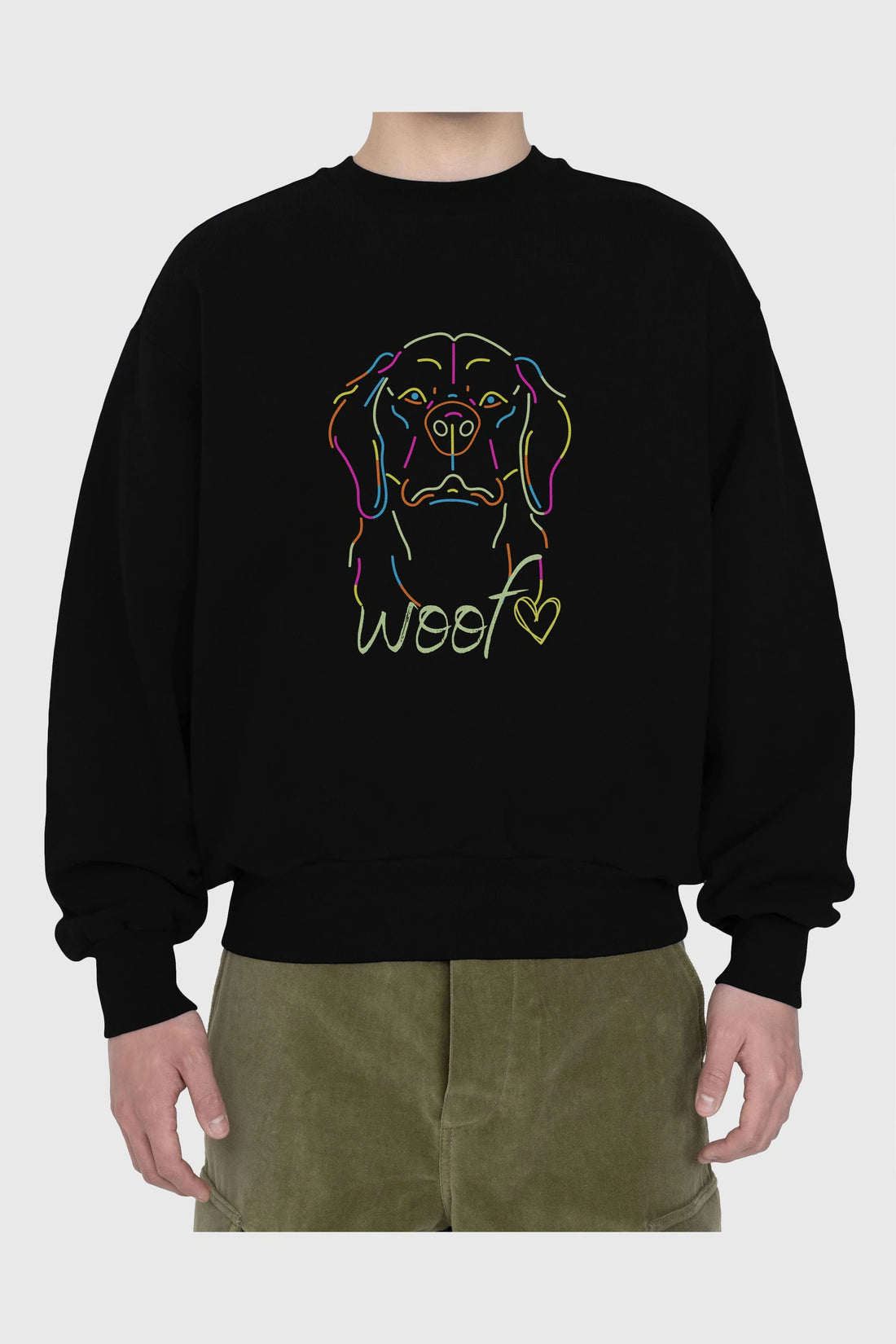 Neon Dog Ön Baskılı Oversize Sweatshirt Erkek Kadın Unisex
