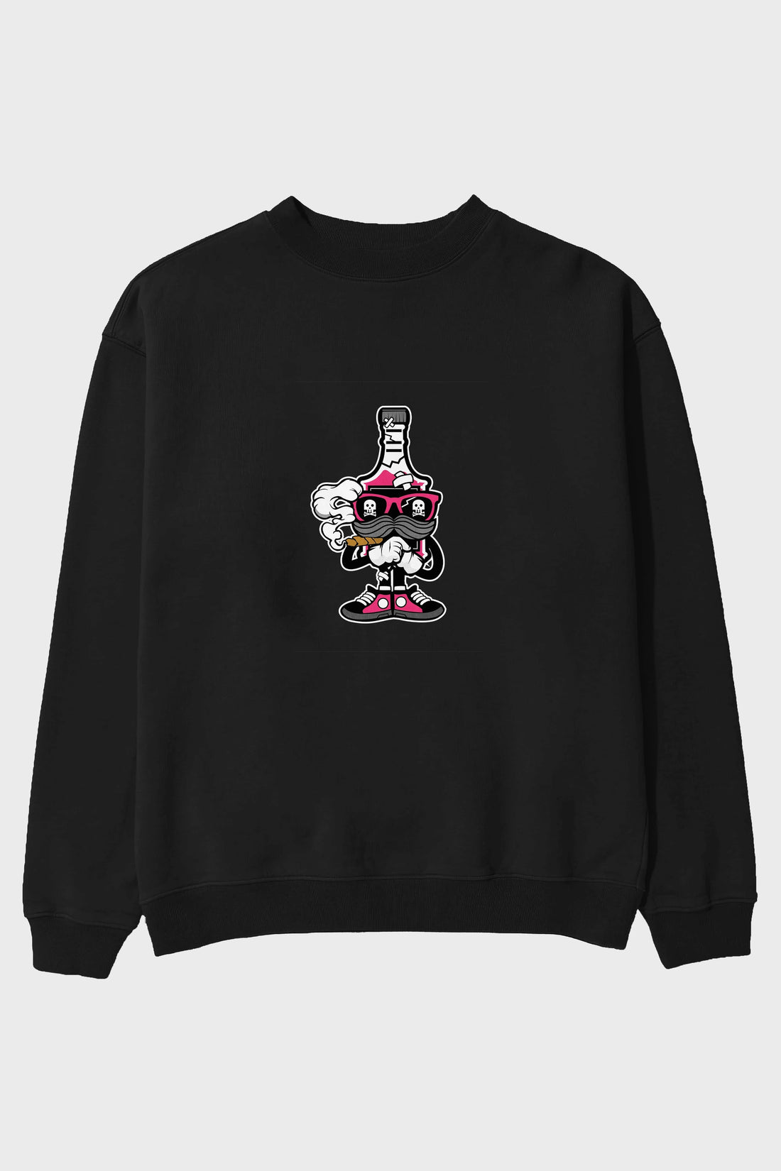 Vodka Bottle Ön Baskılı Oversize Sweatshirt Erkek Kadın Unisex
