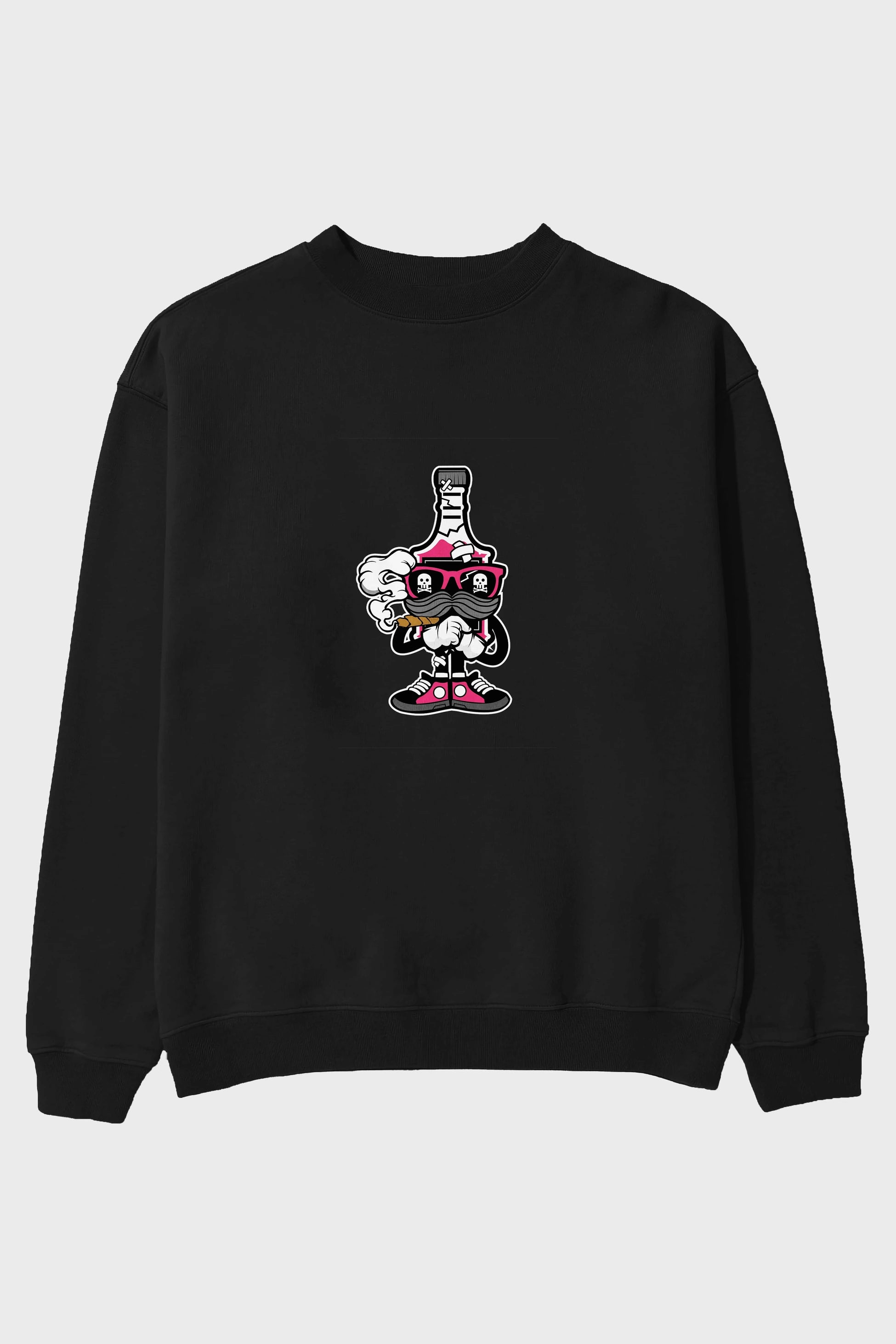 Vodka Bottle Ön Baskılı Oversize Sweatshirt Erkek Kadın Unisex