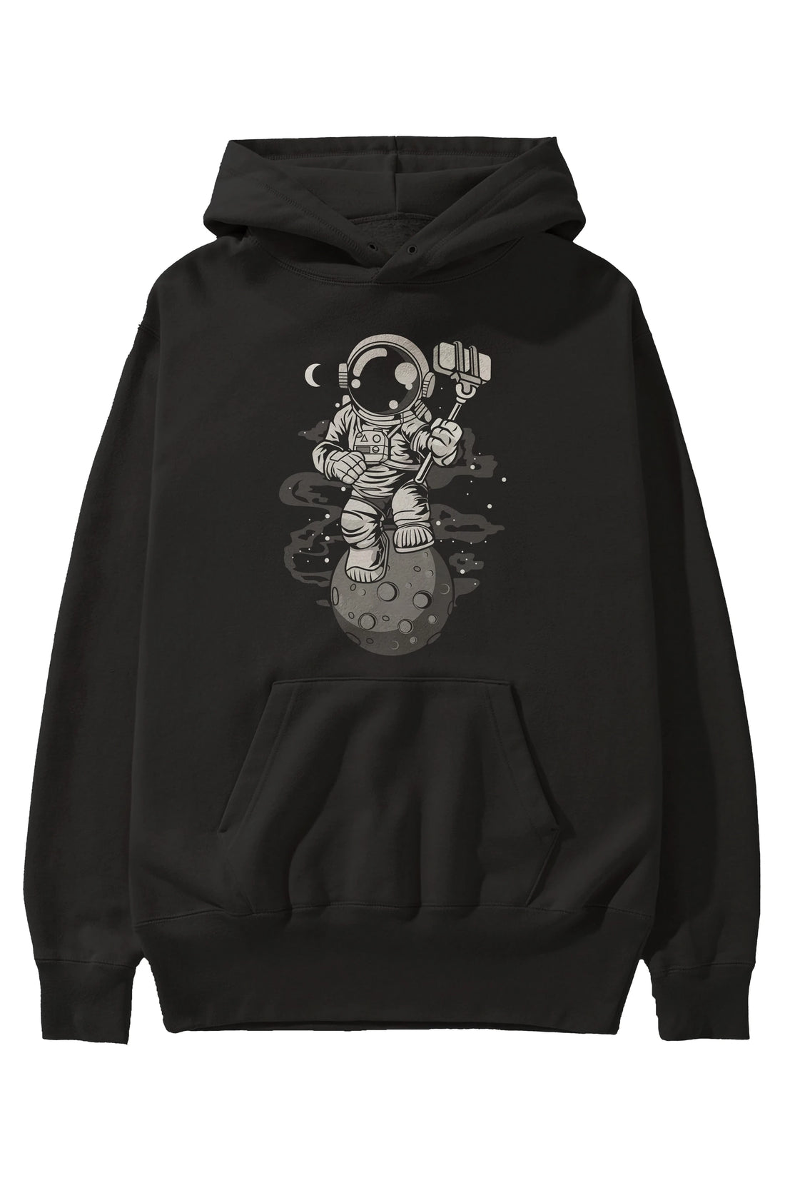 Astronaut Selfie Ön Baskılı Hoodie Oversize Kapüşonlu Sweatshirt Erkek Kadın Unisex