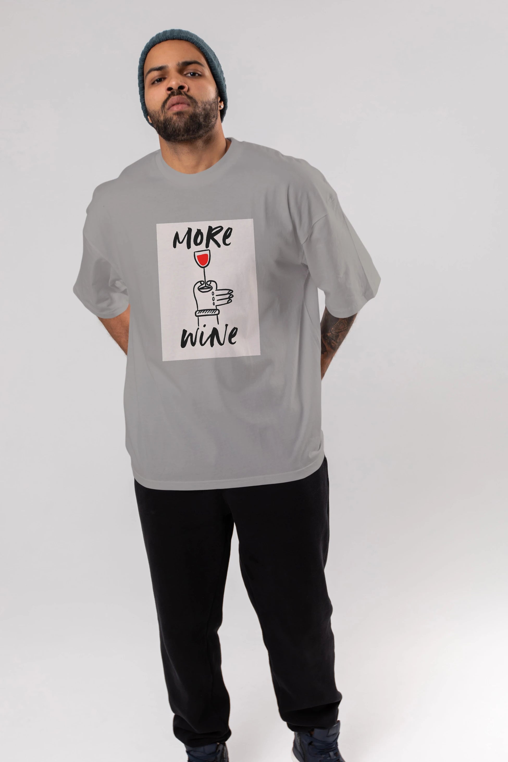 More Wine 2 Ön Baskılı Oversize t-shirt Erkek Kadın Unisex %100 Pamuk Bisiklet Yaka tişort