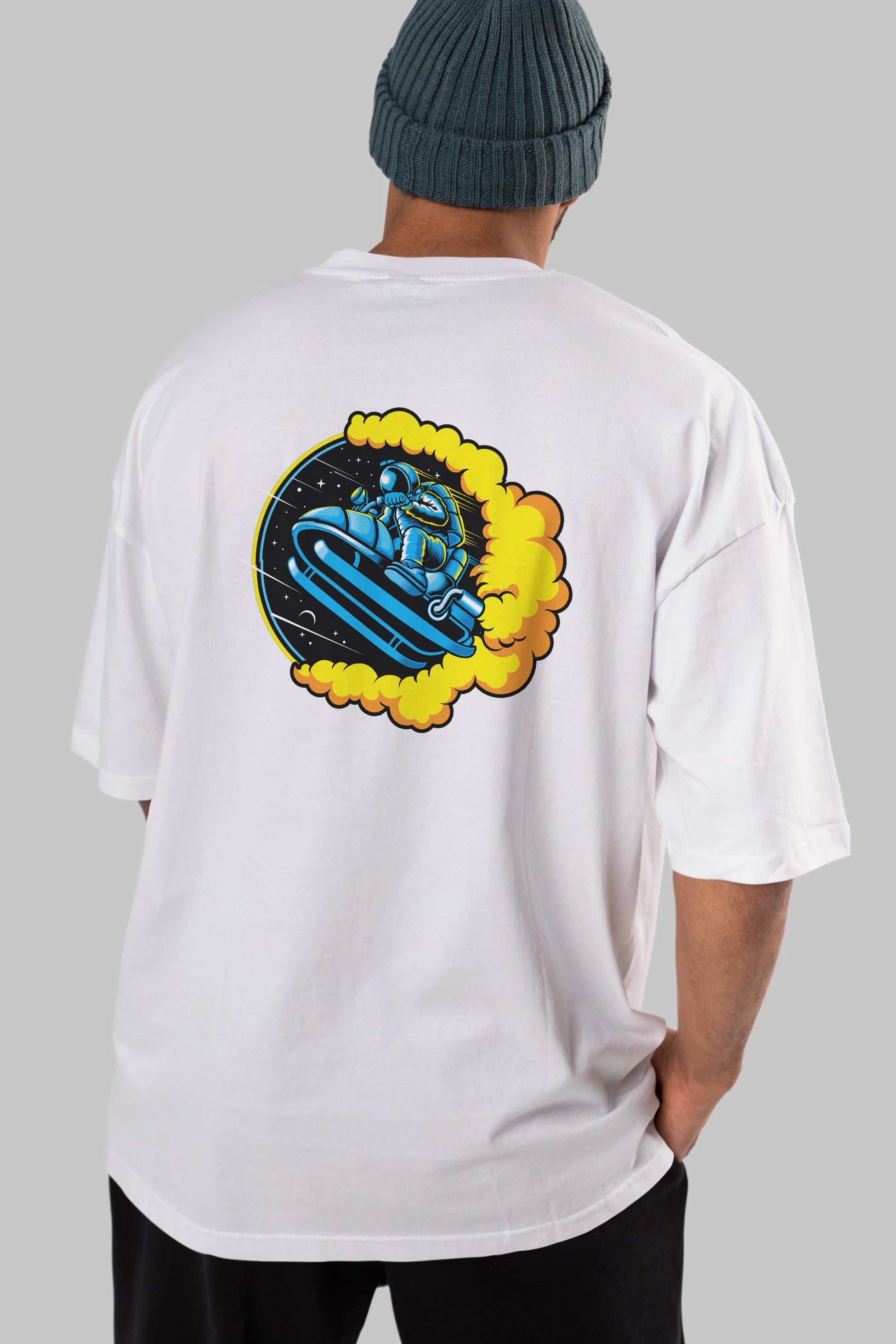 Astrojump with Snowmobile Arka Baskılı Oversize t-shirt Erkek Kadın Unisex