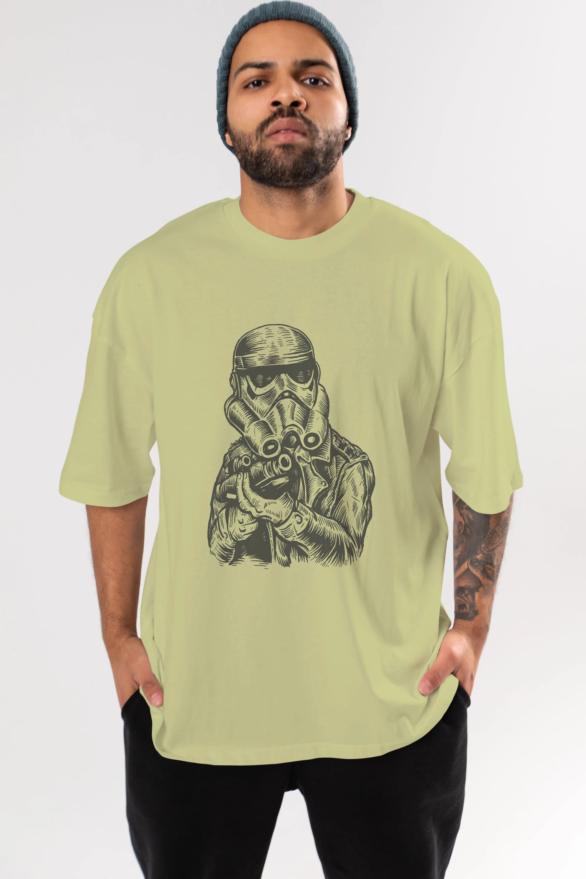 Punktrooper Ön Baskılı Oversize t-shirt Erkek Kadın Unisex %100 Pamuk tişort