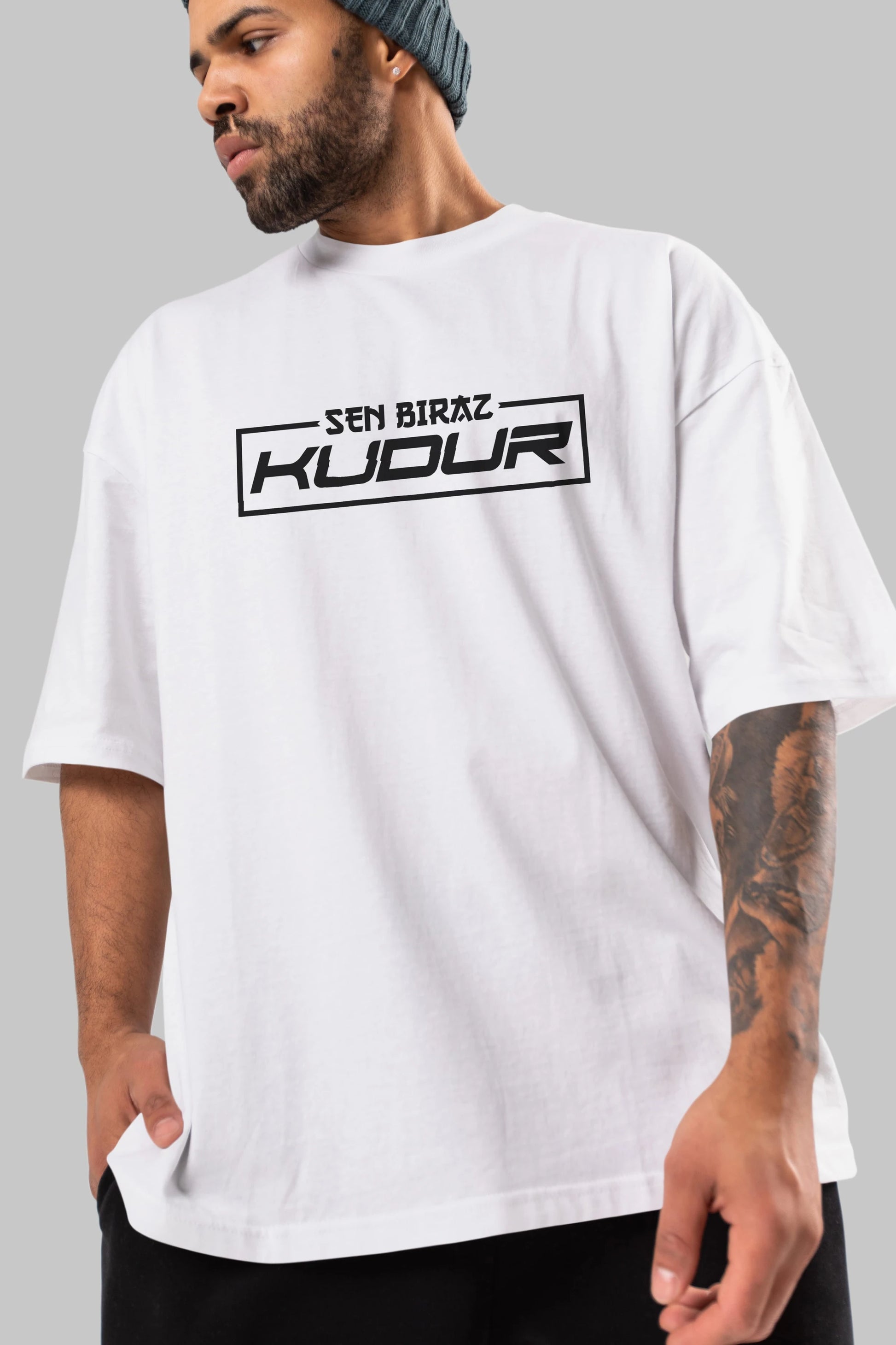 Sen Biraz Kudur Ön Baskılı Oversize t-shirt %100 pamuk Erkek Kadın Unisex