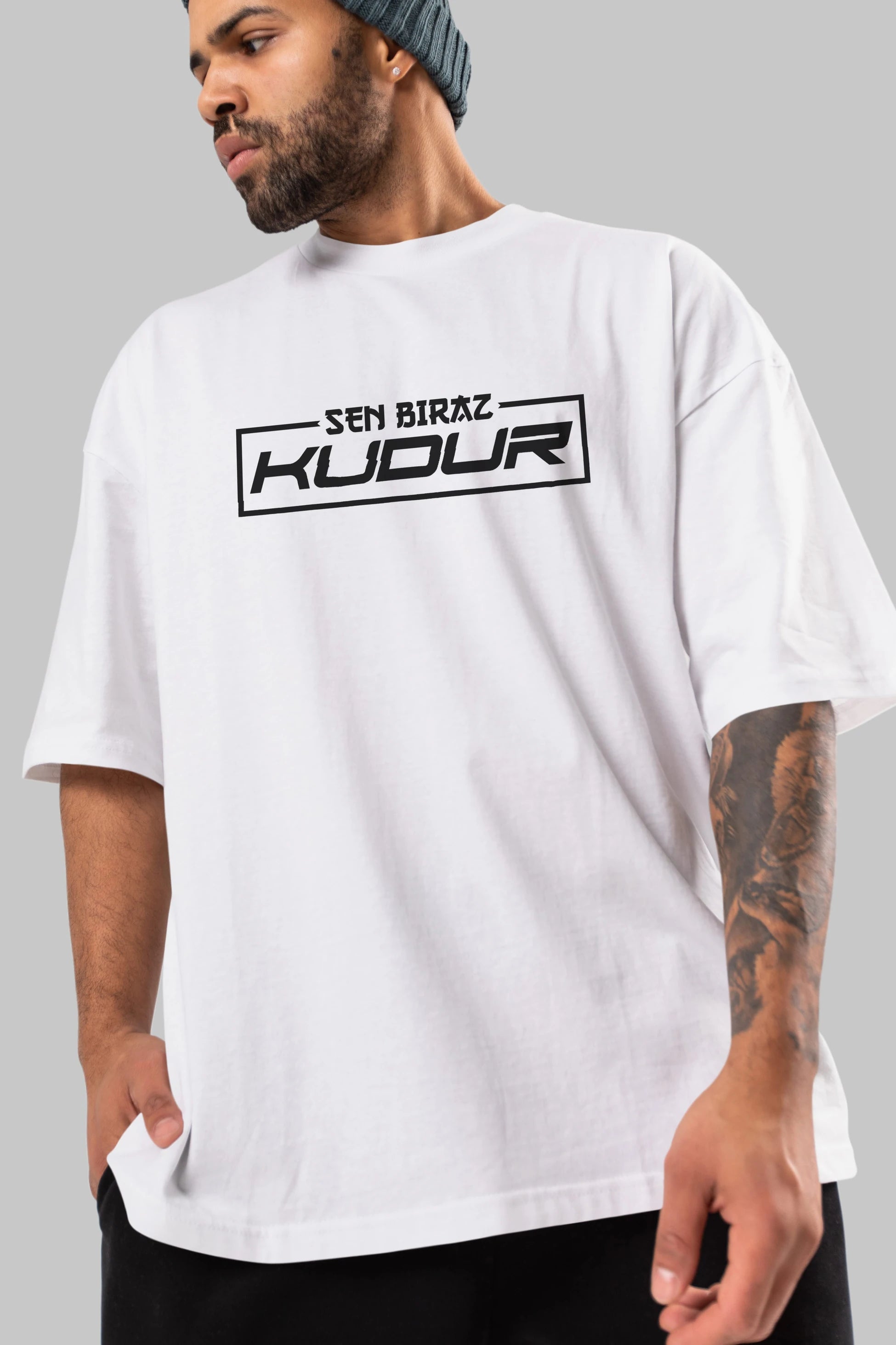 Sen Biraz Kudur Ön Baskılı Oversize t-shirt %100 pamuk Erkek Kadın Unisex