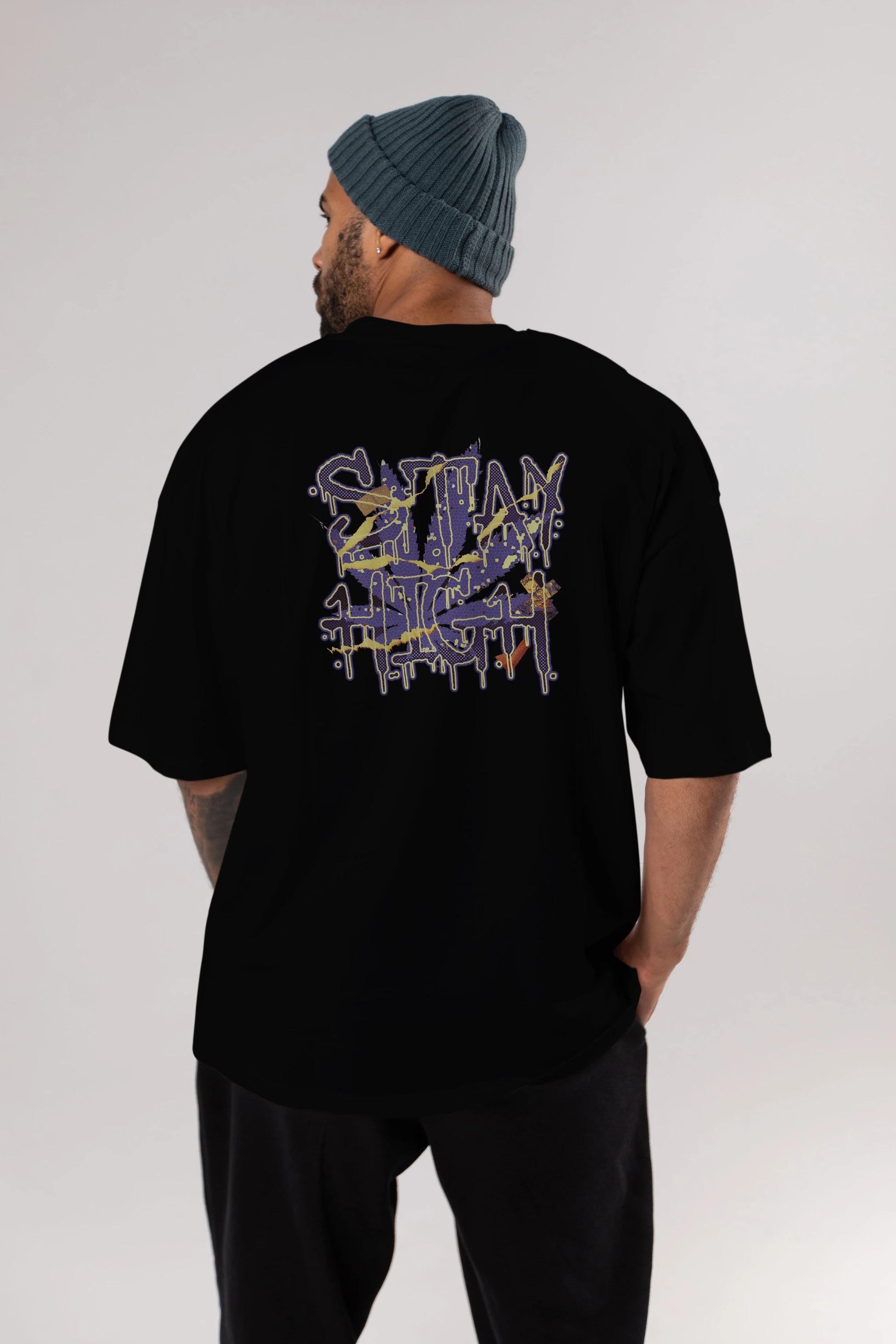 Stay High Arka Baskılı Oversize t-shirt Erkek Kadın Unisex