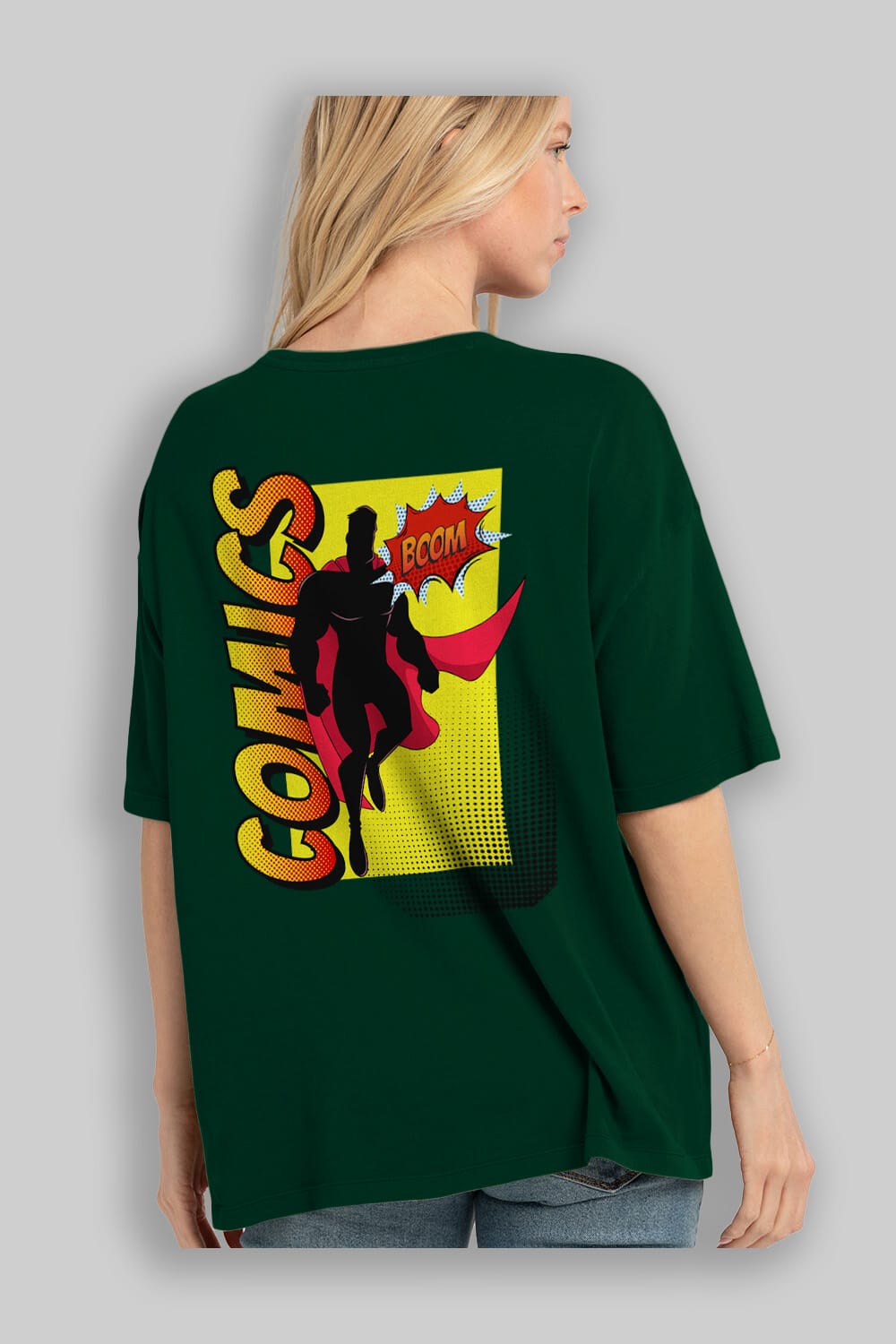 Comics Boom Arka Baskılı Oversize t-shirt Erkek Kadın Unisex