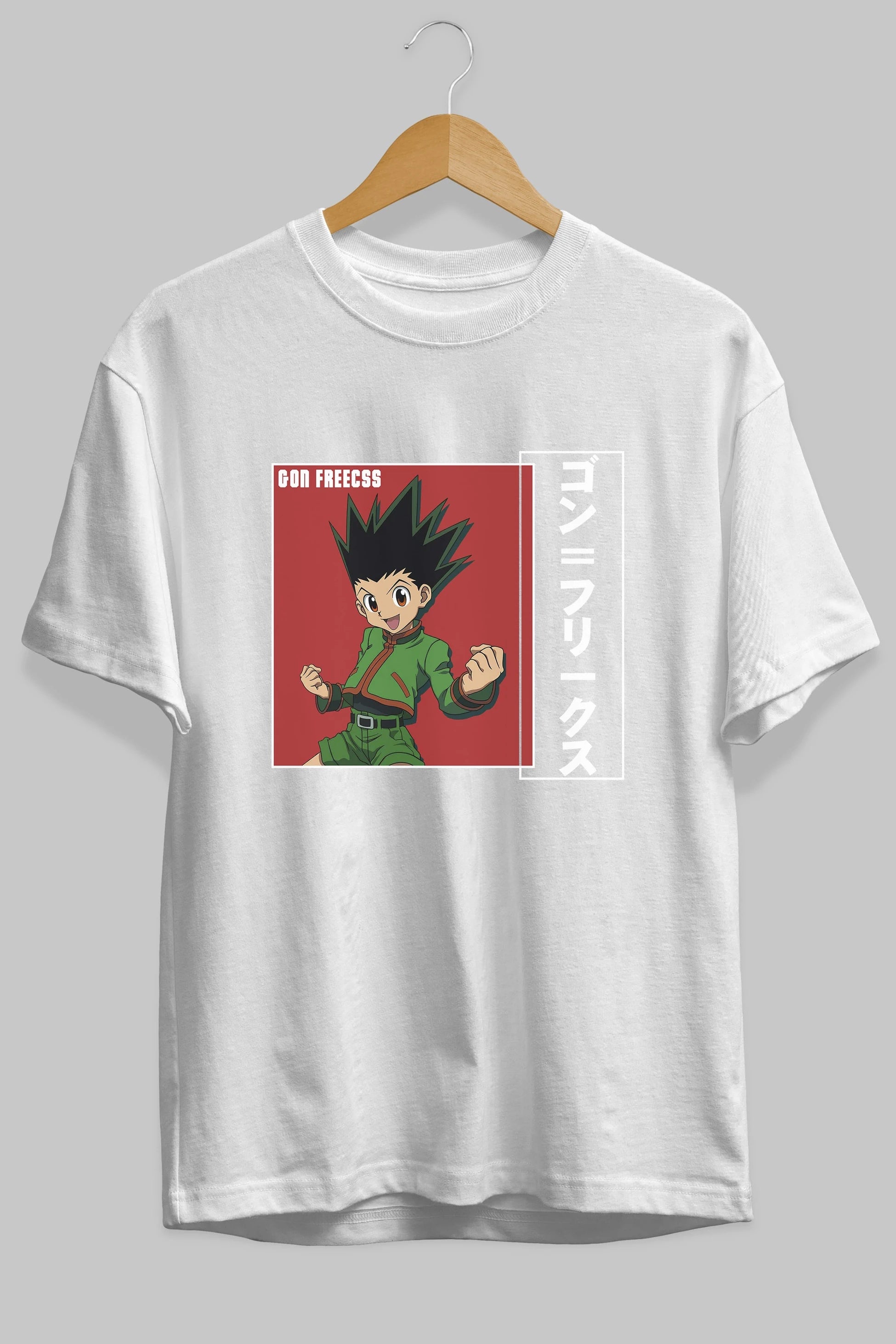Gon Freecss HUNTER X HUNTER 5 Anime Ön Baskılı Oversize t-shirt %100 pamuk Erkek Kadın Unisex