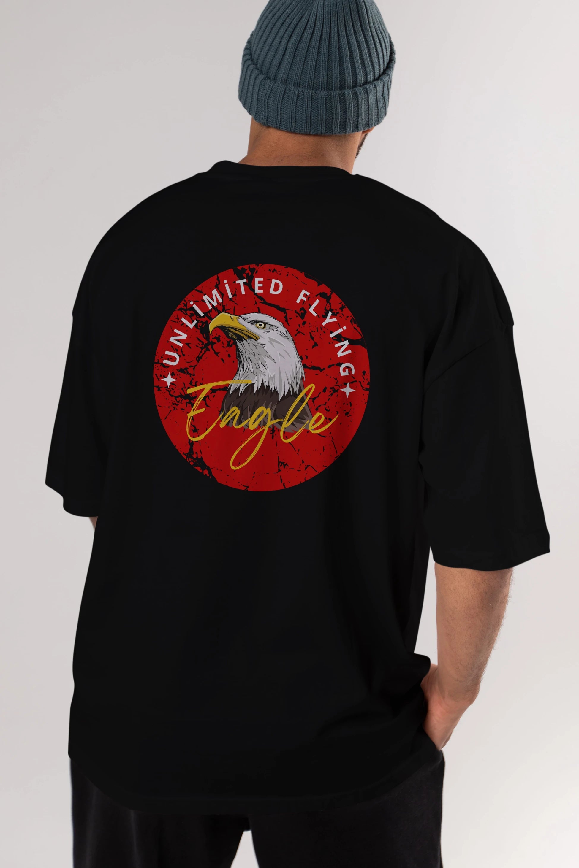 Unlimited Flying Yazılı Arka Baskılı Oversize t-shirt Erkek Kadın Unisex