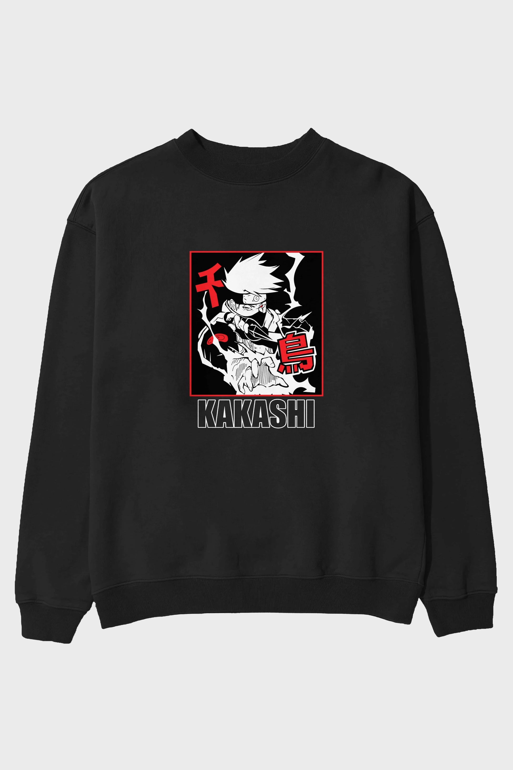 KAKASHI HATAKE NARUTO Anime Ön Baskılı Oversize Sweatshirt Erkek Kadın Unisex