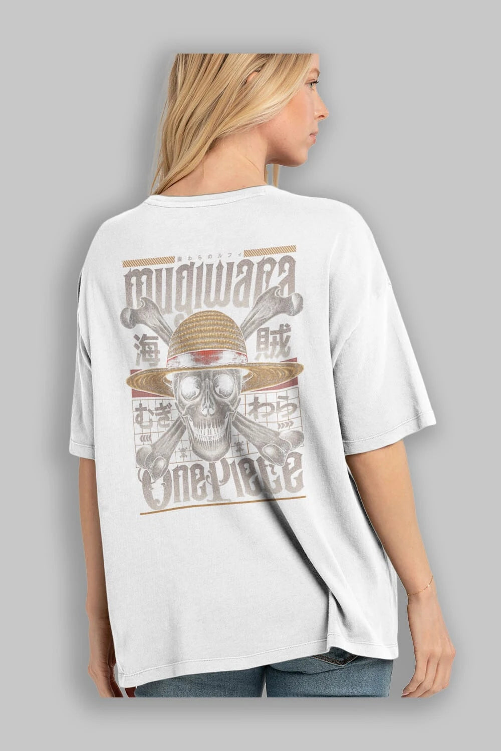 ONE PIECE (2) Anime Arka Baskılı Oversize t-shirt Erkek Kadın Unisex