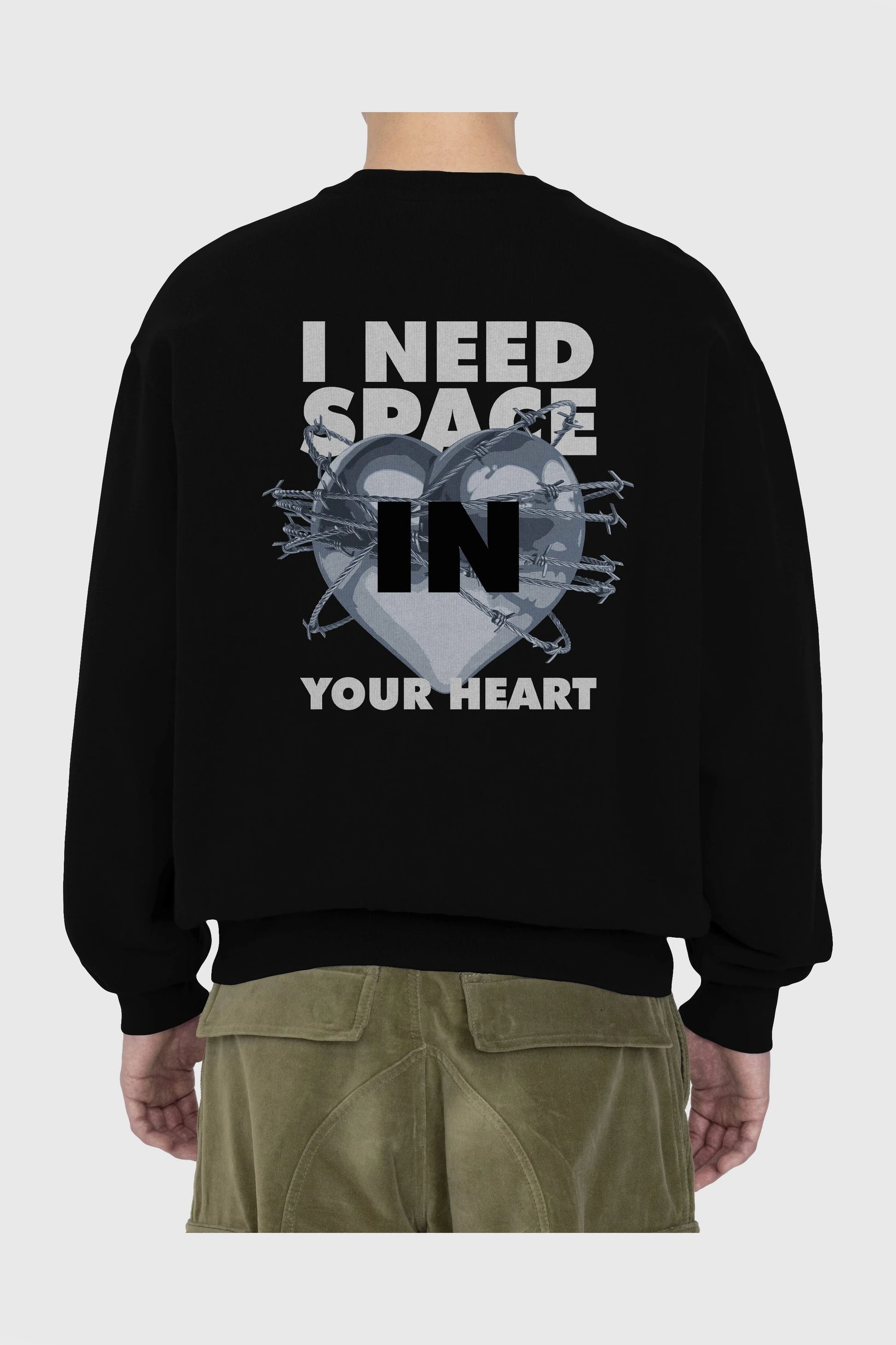 I Need Space Your Heart Arka Baskılı Oversize Sweatshirt Erkek Kadın Unisex