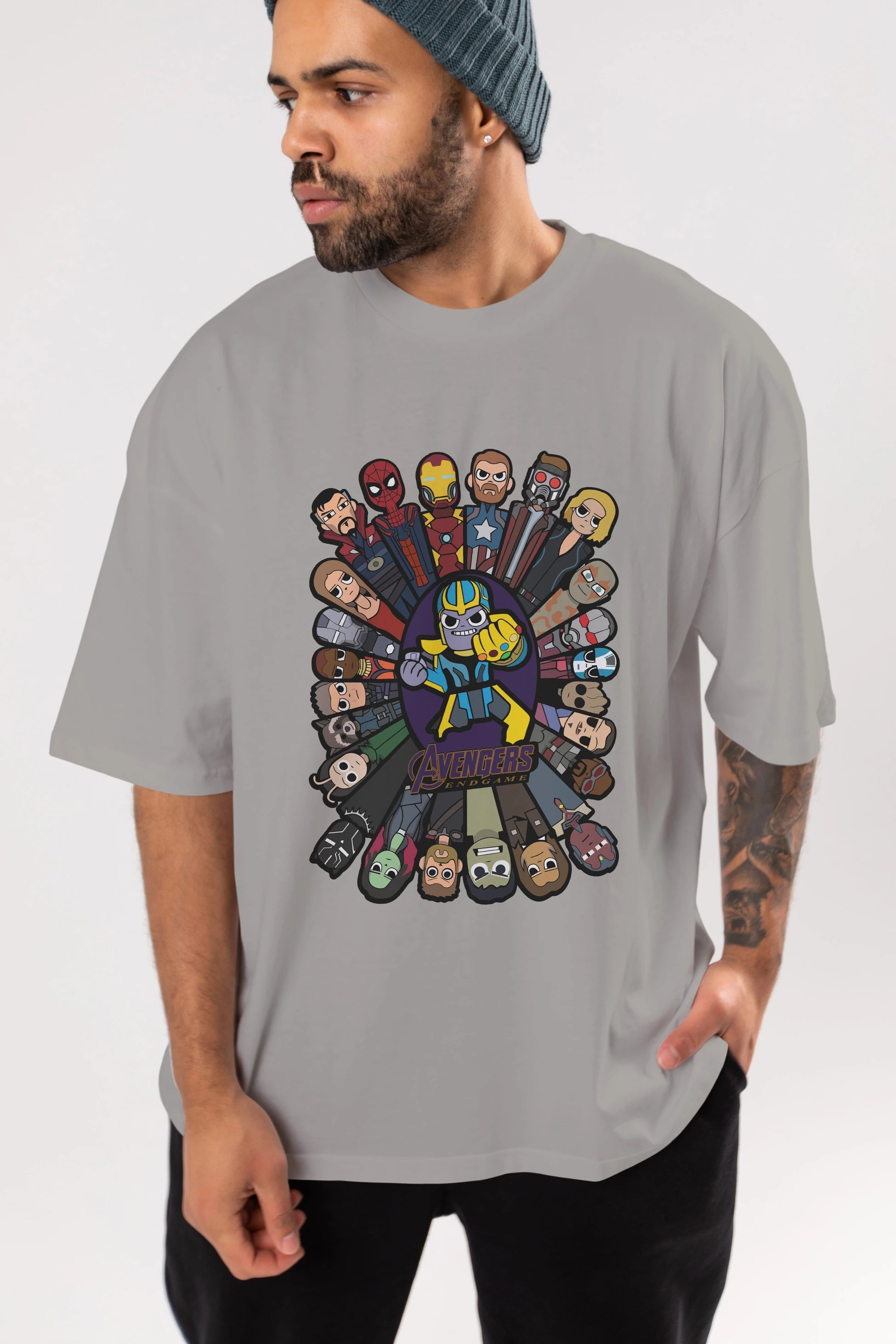 The Avengers (2) Ön Baskılı Oversize t-shirt Erkek Kadın Unisex %100 Pamuk Bisiklet Yaka tişort