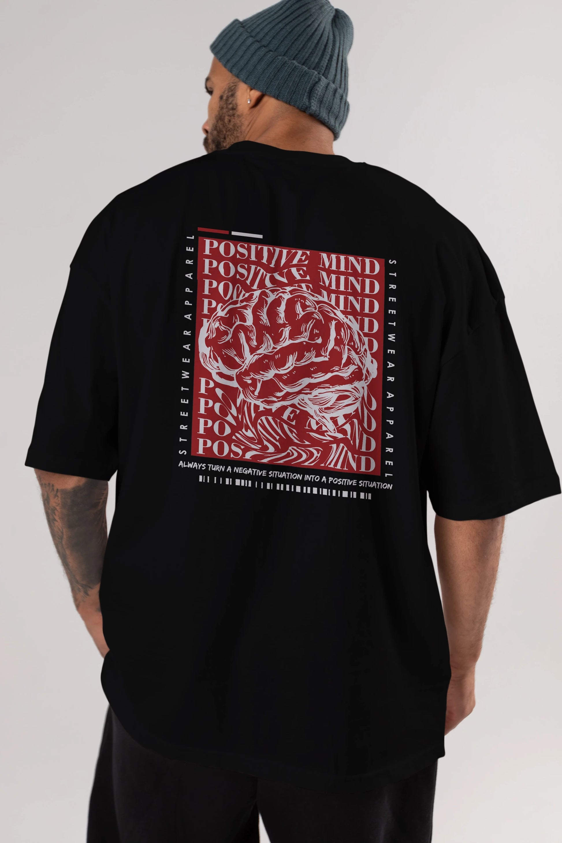 Positive Mind Arka Baskılı Oversize t-shirt Erkek Kadın Unisex
