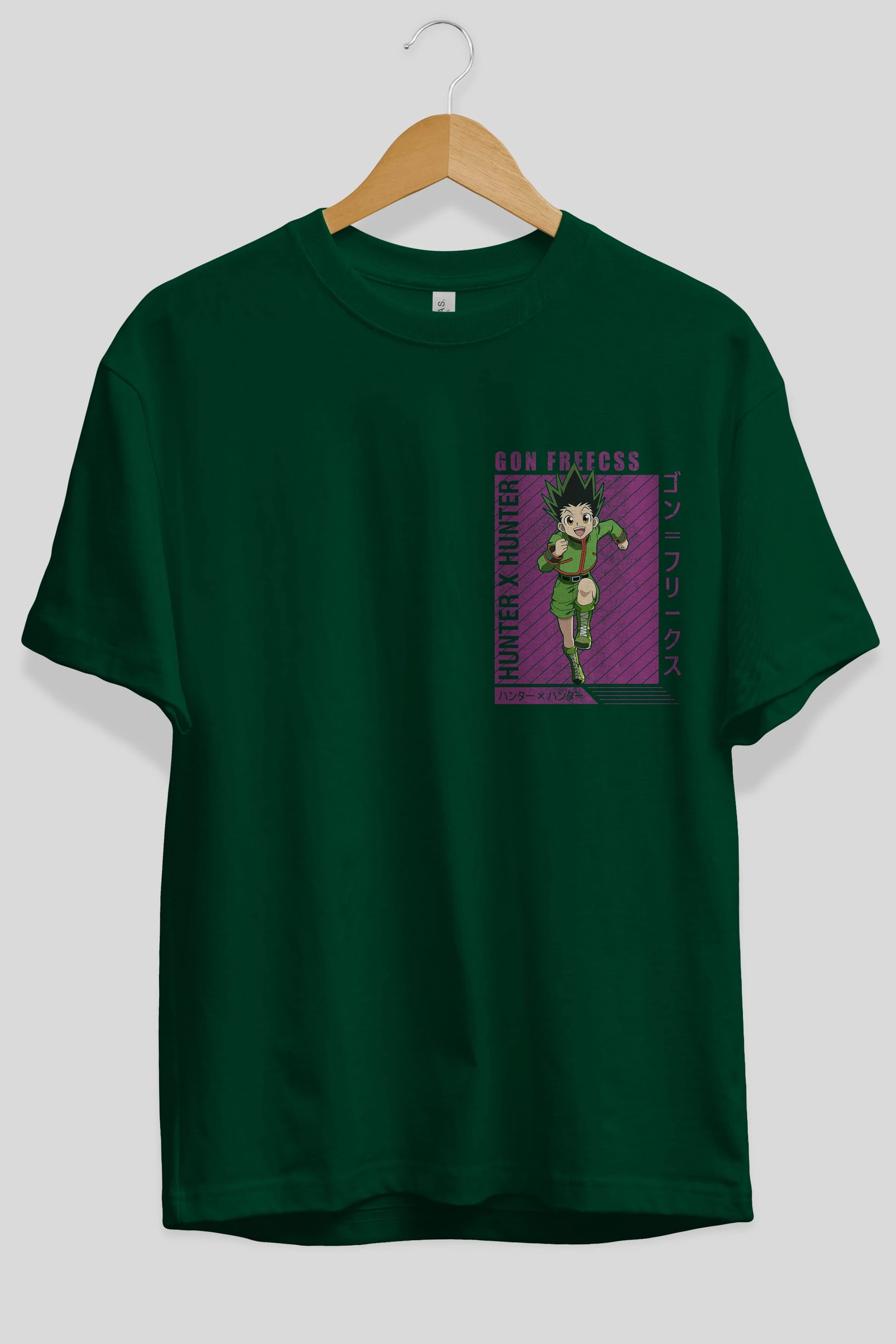 Gon Freecss HUNTER X HUNTER 3 Ön Sol Baskılı Oversize t-shirt Erkek Kadın Unisex %100 Pamuk Bisiklet Yaka tişort