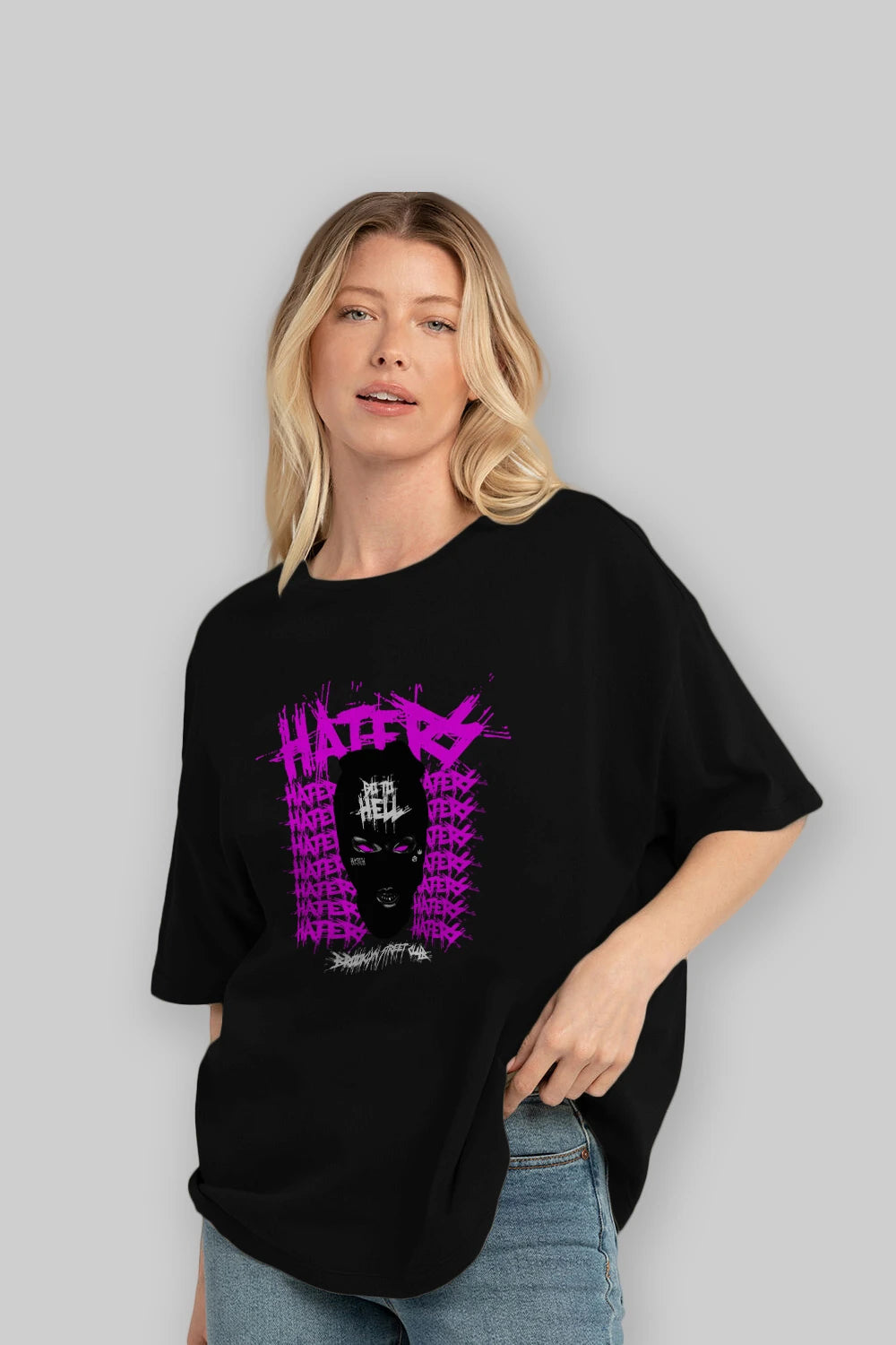 Haters Brooklyn Street Club Ön Baskılı Oversize t-shirt Erkek Kadın Unisex