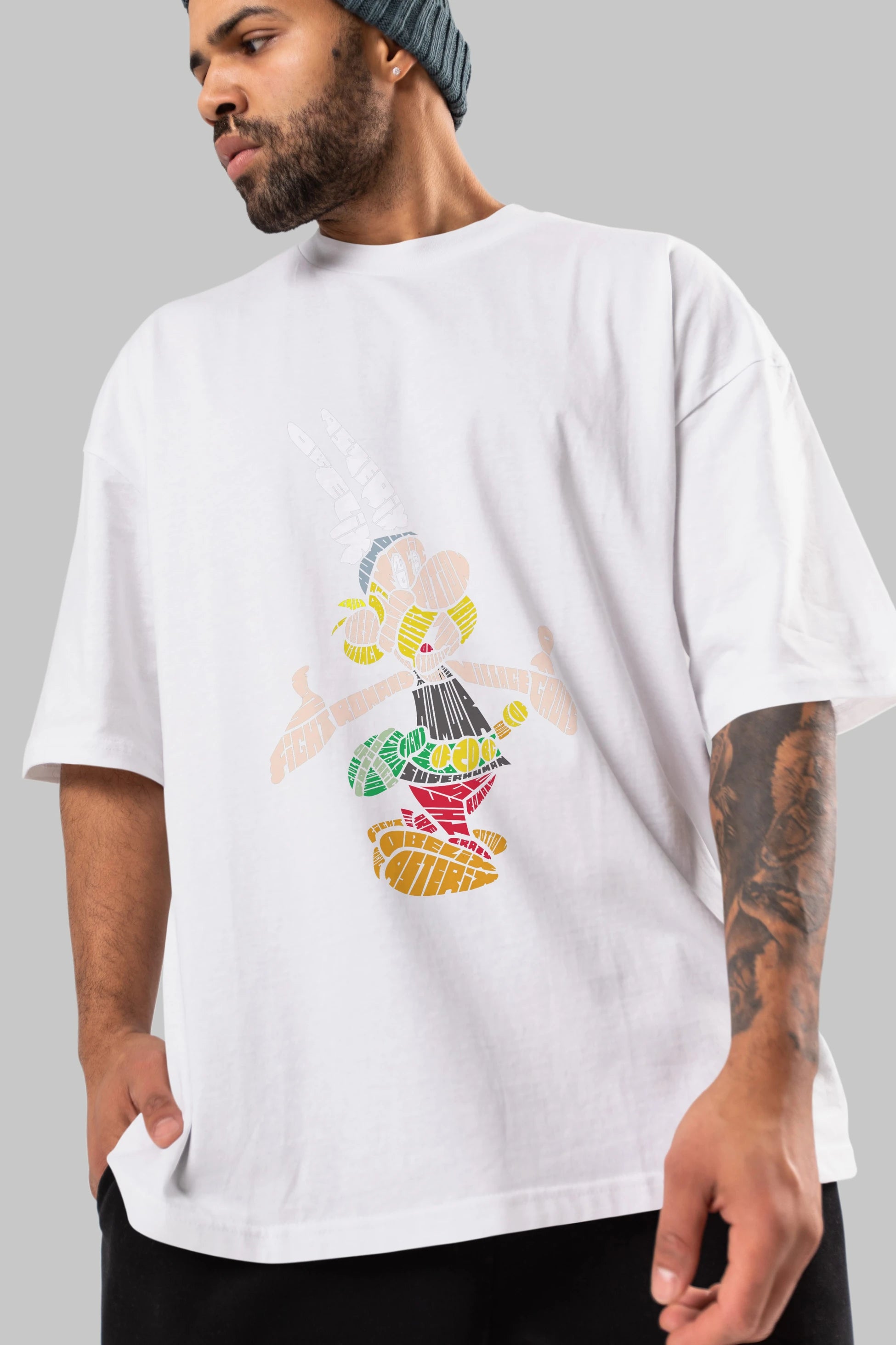 Asterix Ön Baskılı Oversize t-shirt %100 pamuk Erkek Kadın Unisex
