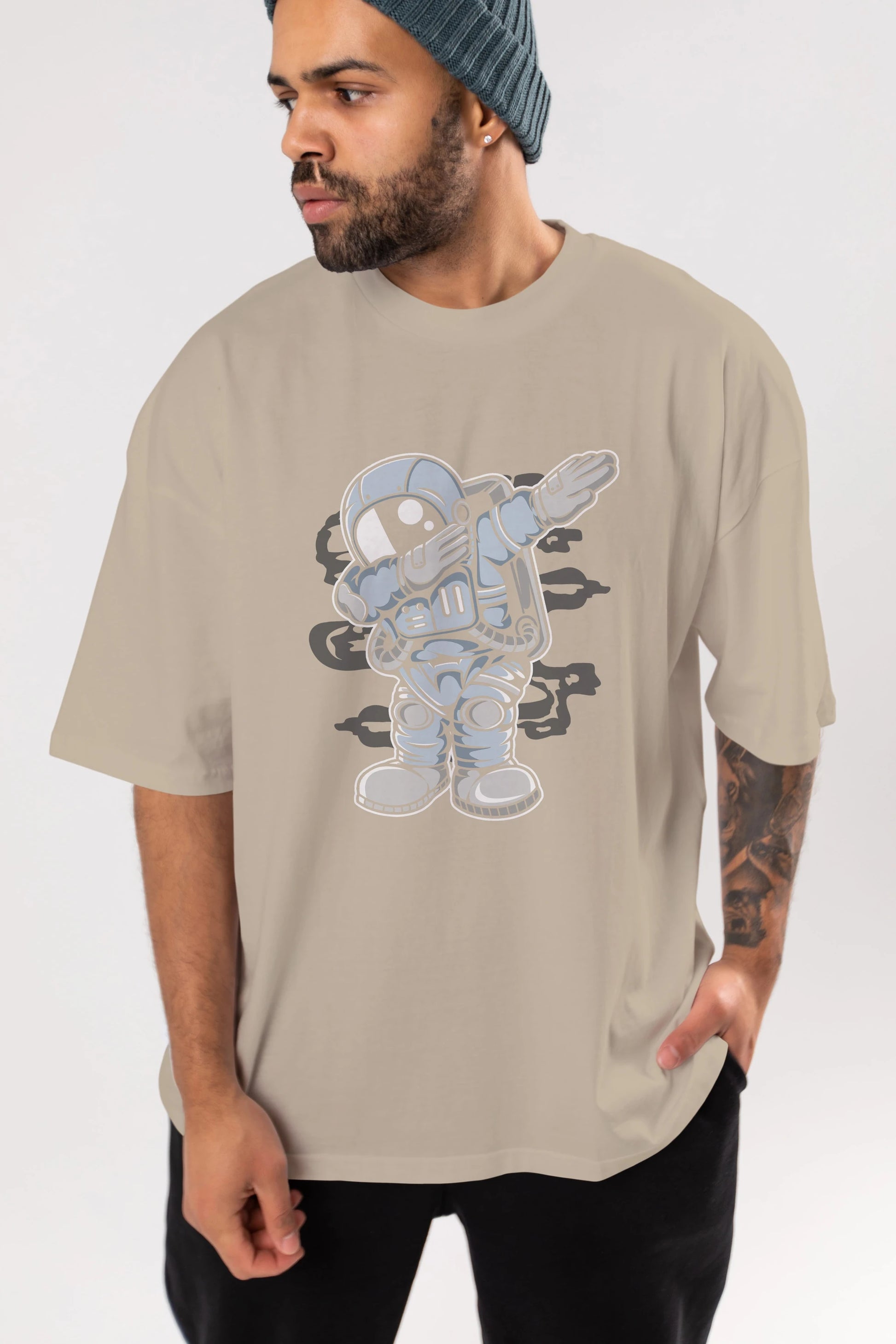 Astronaut Dab Ön Baskılı Oversize t-shirt Erkek Kadın Unisex