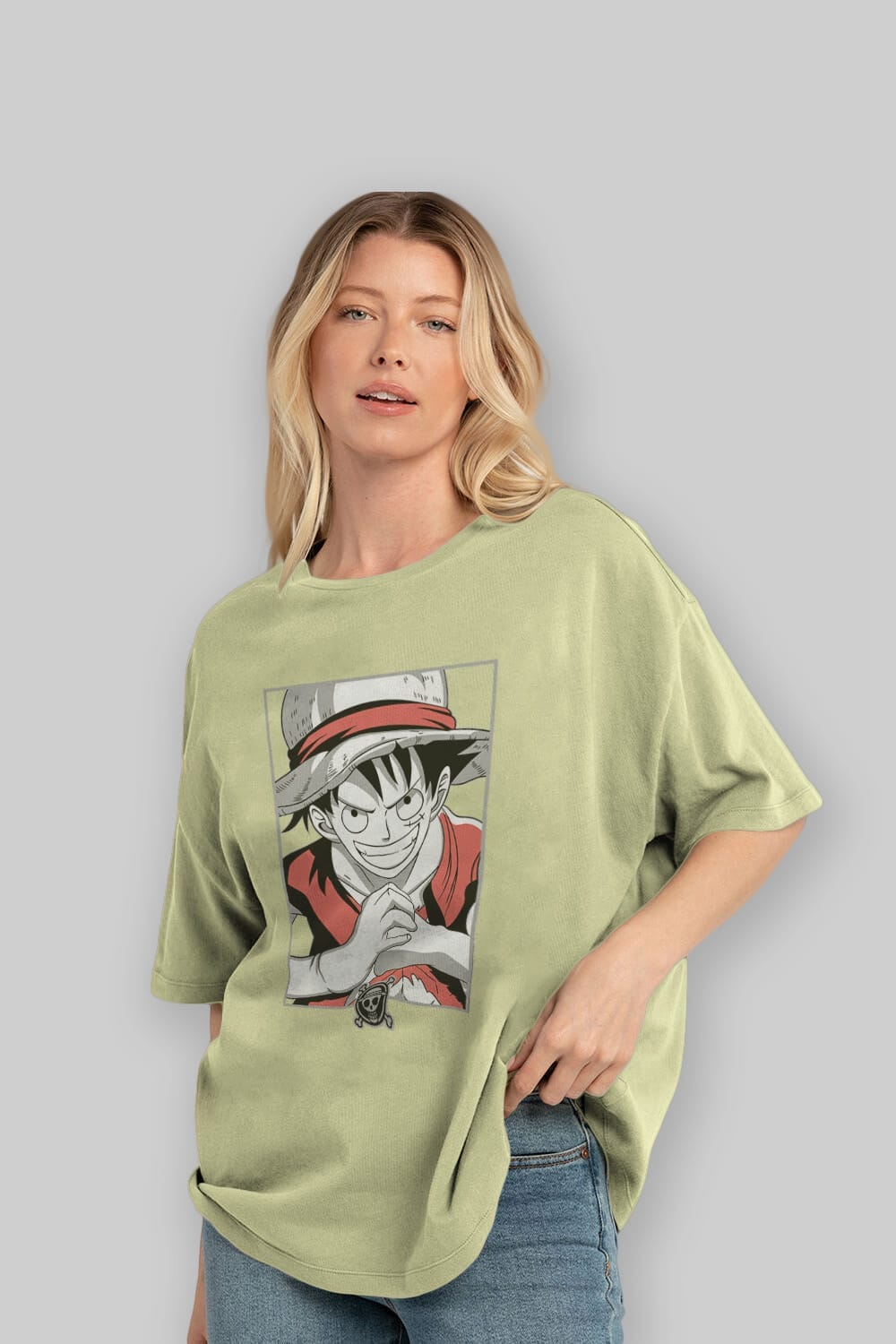 LUFF D. MONKEY OnePiece Anime Ön Baskılı Oversize t-shirt %100 pamuk Erkek Kadın Unisex